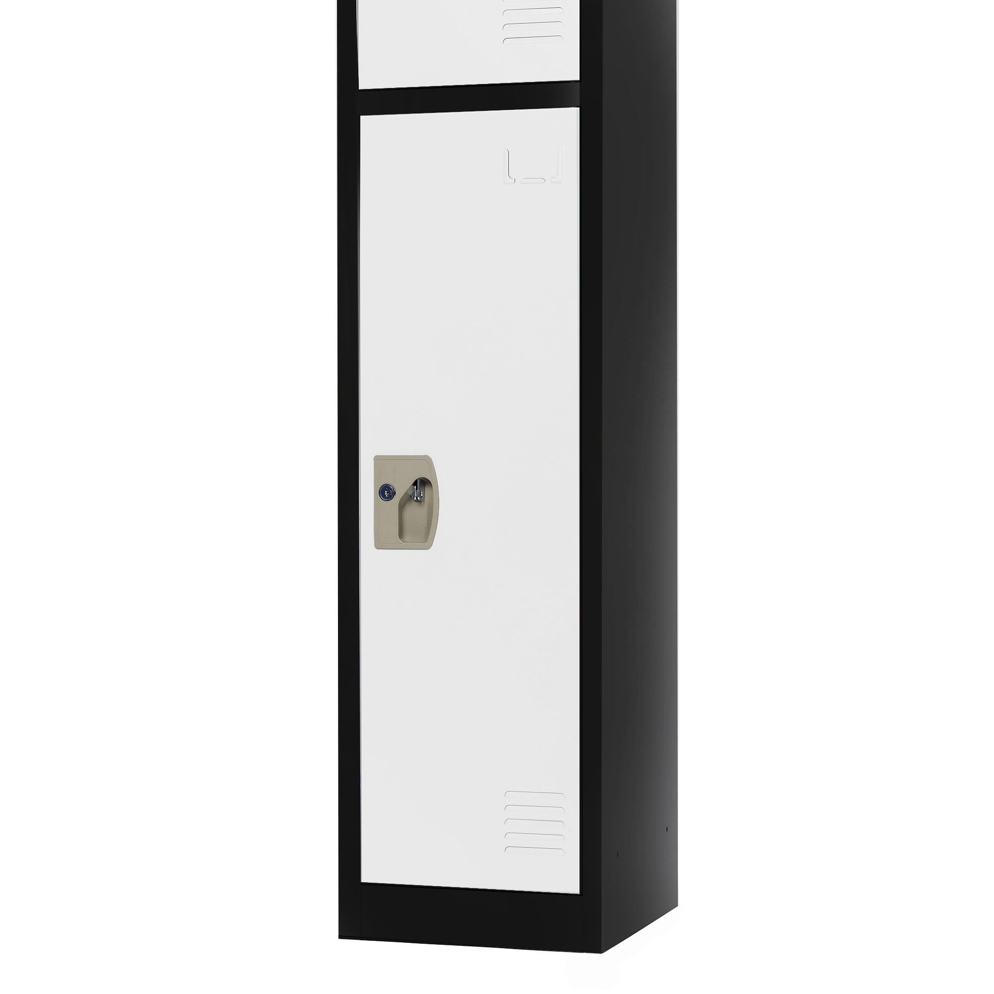 Large Single Door Locker – Black Body With White Doors 2-Pack