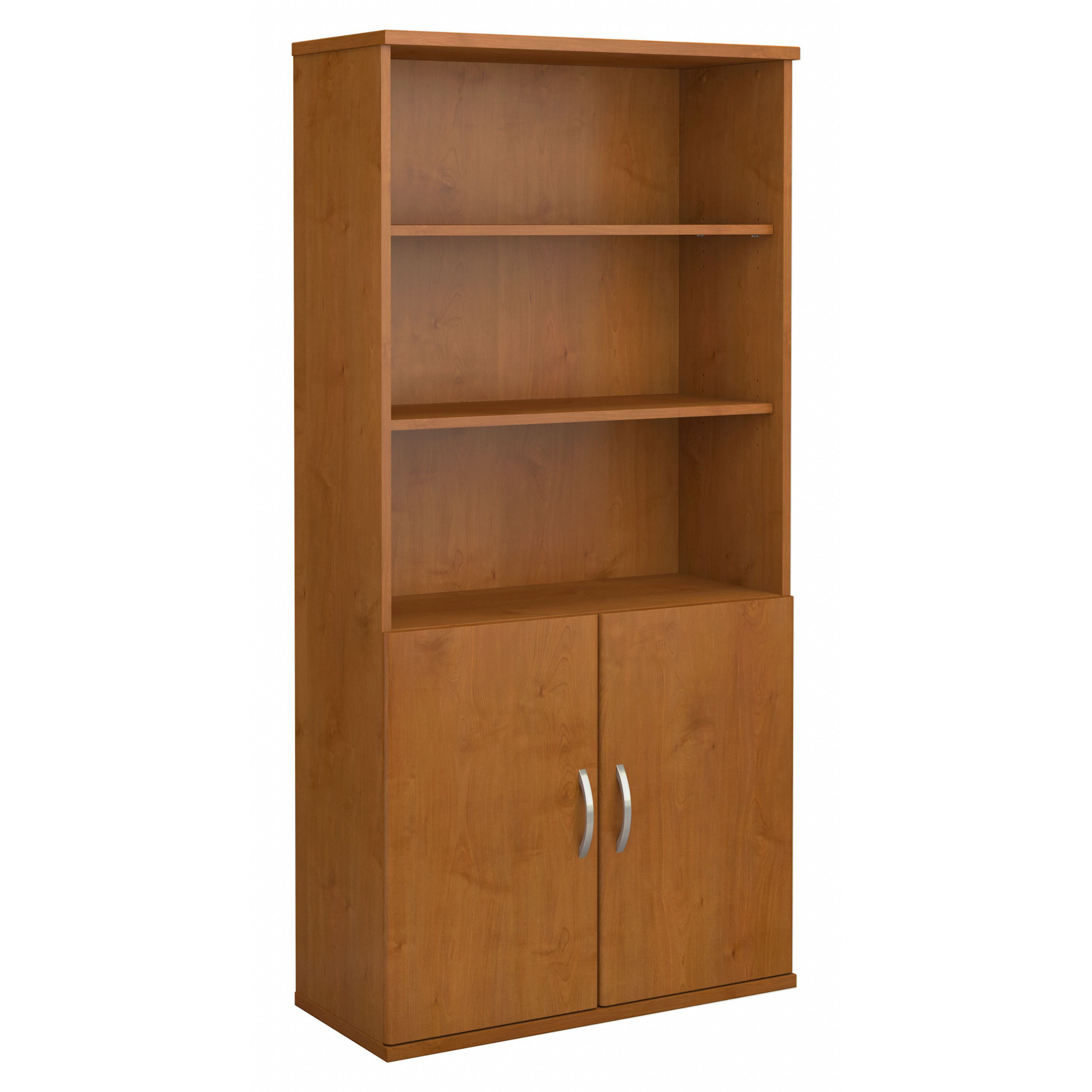 Bush Business Furniture Series C 36W 5 Shelf Bookcase with Doors in Natural Cherry - 35.71" Width x 15.35" Depth x 72.8" Height
