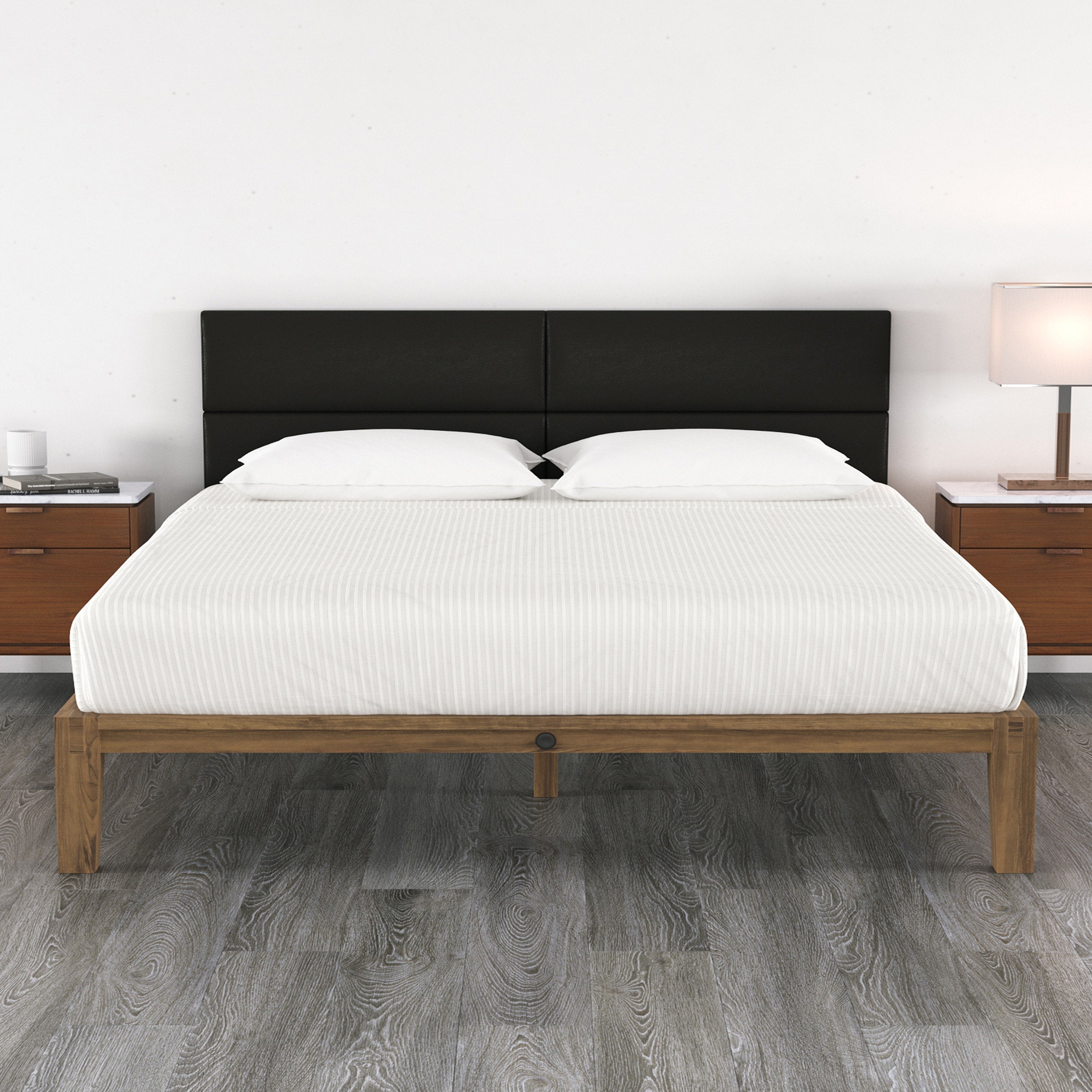 Jaxx Panelist Modern Padded Headboard – Set of 4 Wall Mounted Panels (Each 11.25" x 38") - King, Vegan Leather, Black