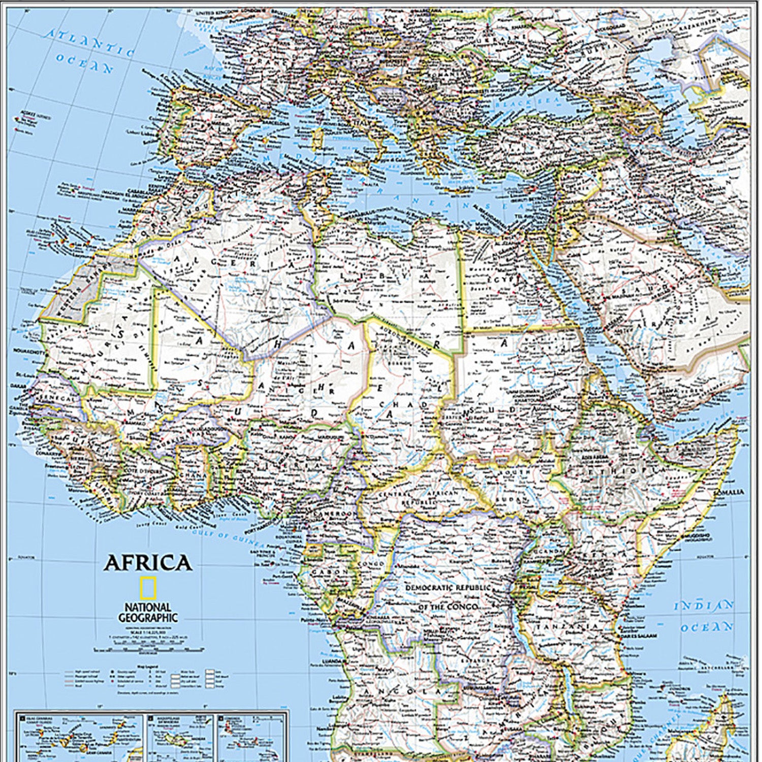 Africa Classic Map, Laminated, 24" x 30.75"