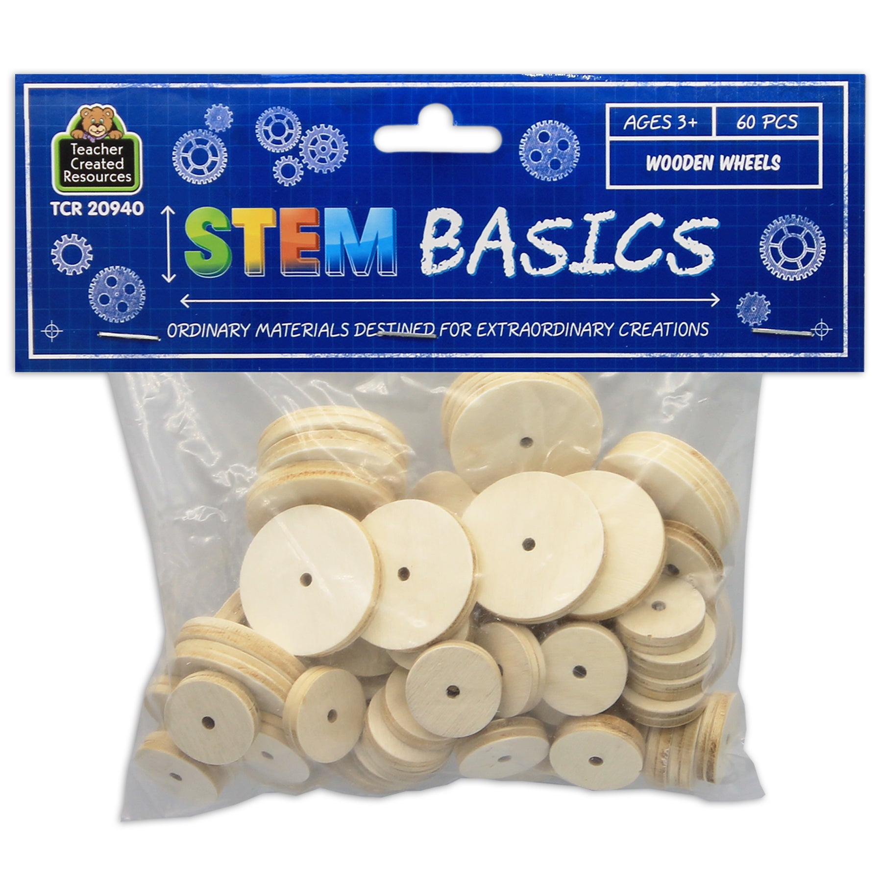 STEM Basics: Wooden Wheels - 60 Count