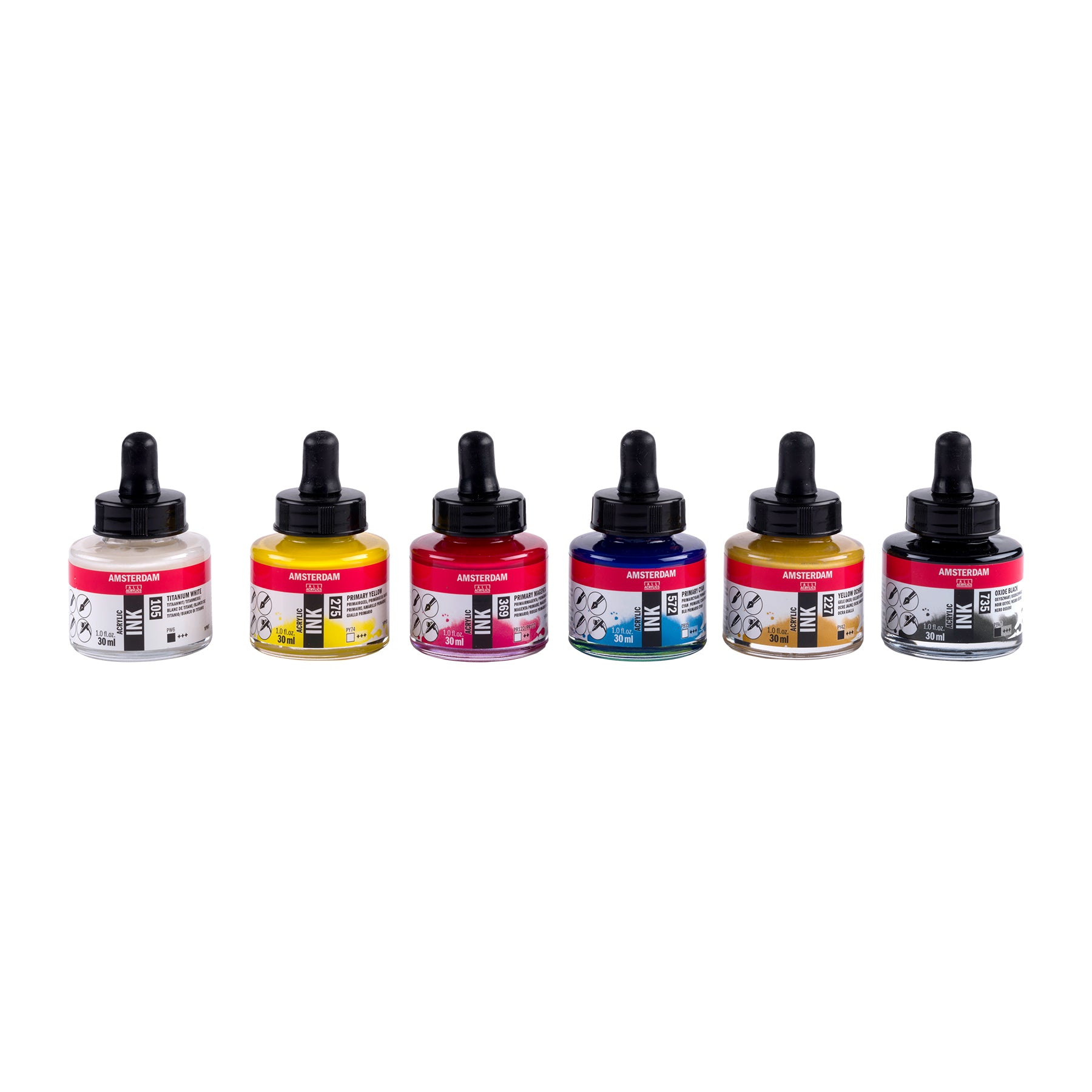Acrylic Ink Basic Set, 6 x 30 mL