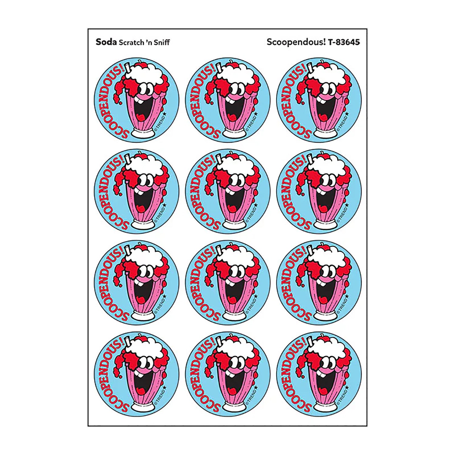 Scoopendous!/Soda scent Retro Scratch 'n Sniff Stinky Stickers®, 24 Per Pack, 6 Packs