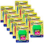 Two-Hole Pencil Sharpener w/Catcher, Bonus Erasers, Assorted Colors, Set of 12