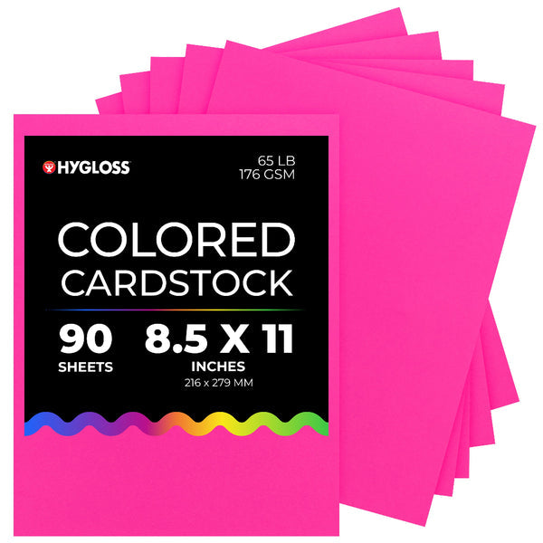 Hygloss Colored Cardstock - 8.5"x11", 90 sheets, Fuchsia