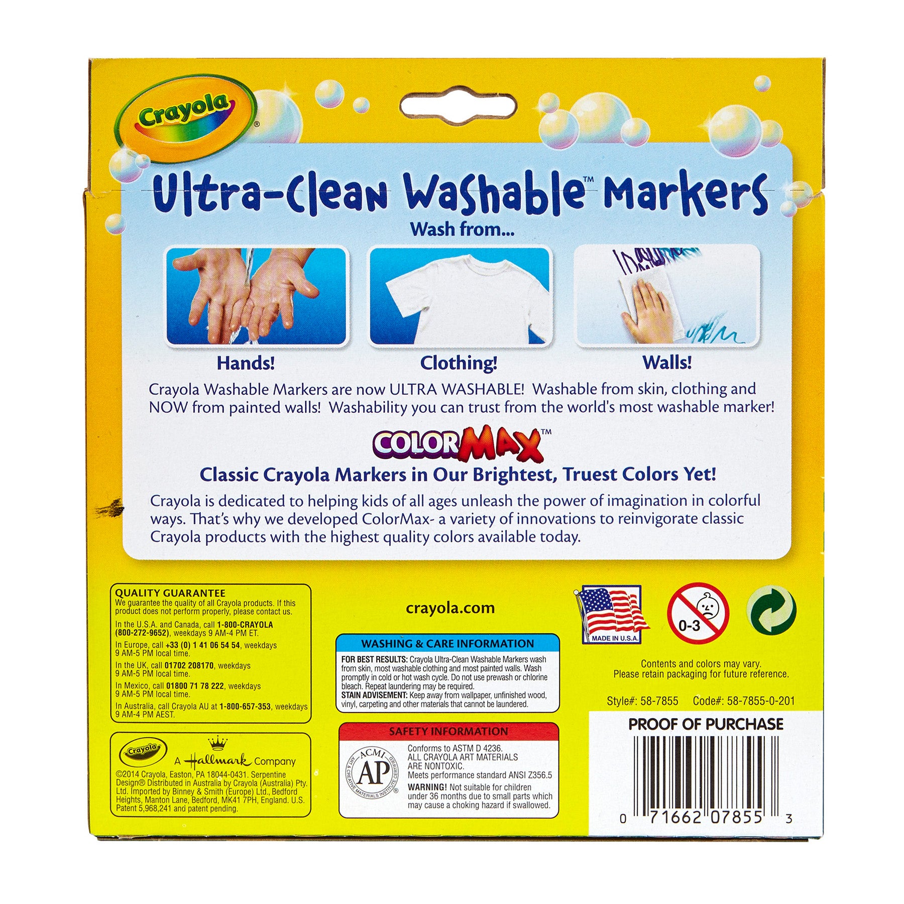 Ultra-Clean Washable Bright, Broad Line, Color Max Markers, 10 Count
