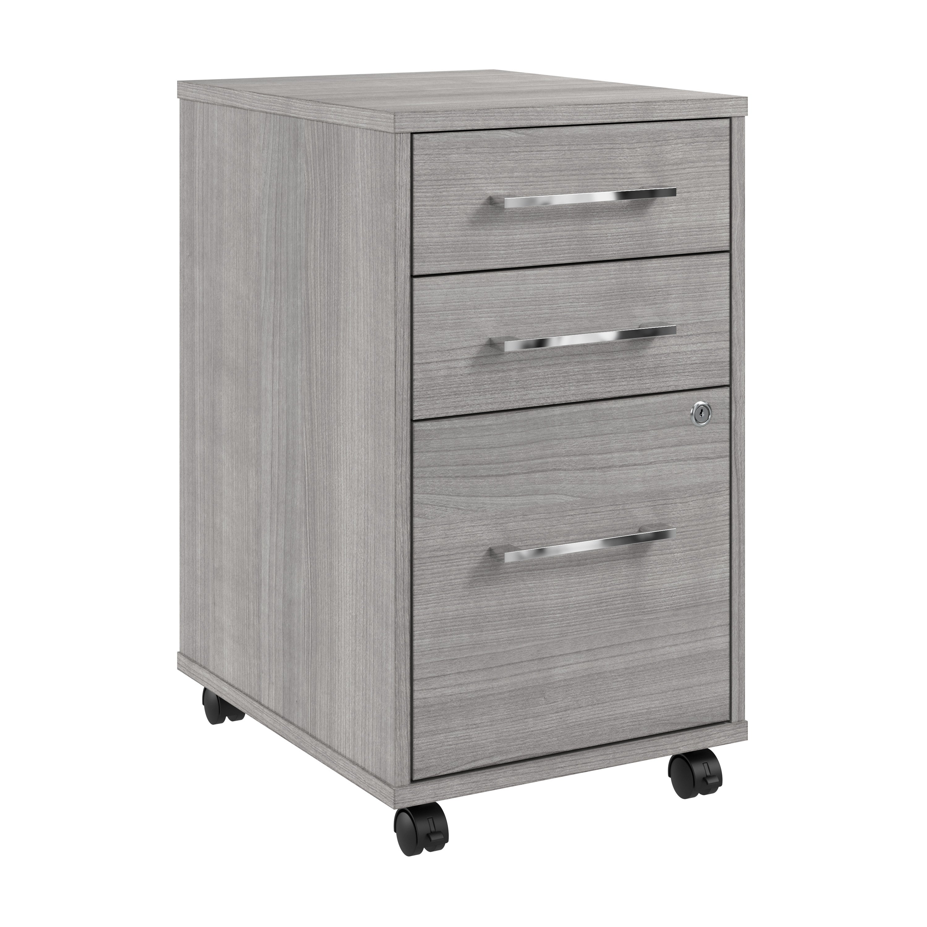 Bush Business Furniture Hustle 3 Drawer Rolling File Cabinet with Lock in Platinum Gray - Assembled - 15.67" Width x 19.69" Depth x 27.36" Height