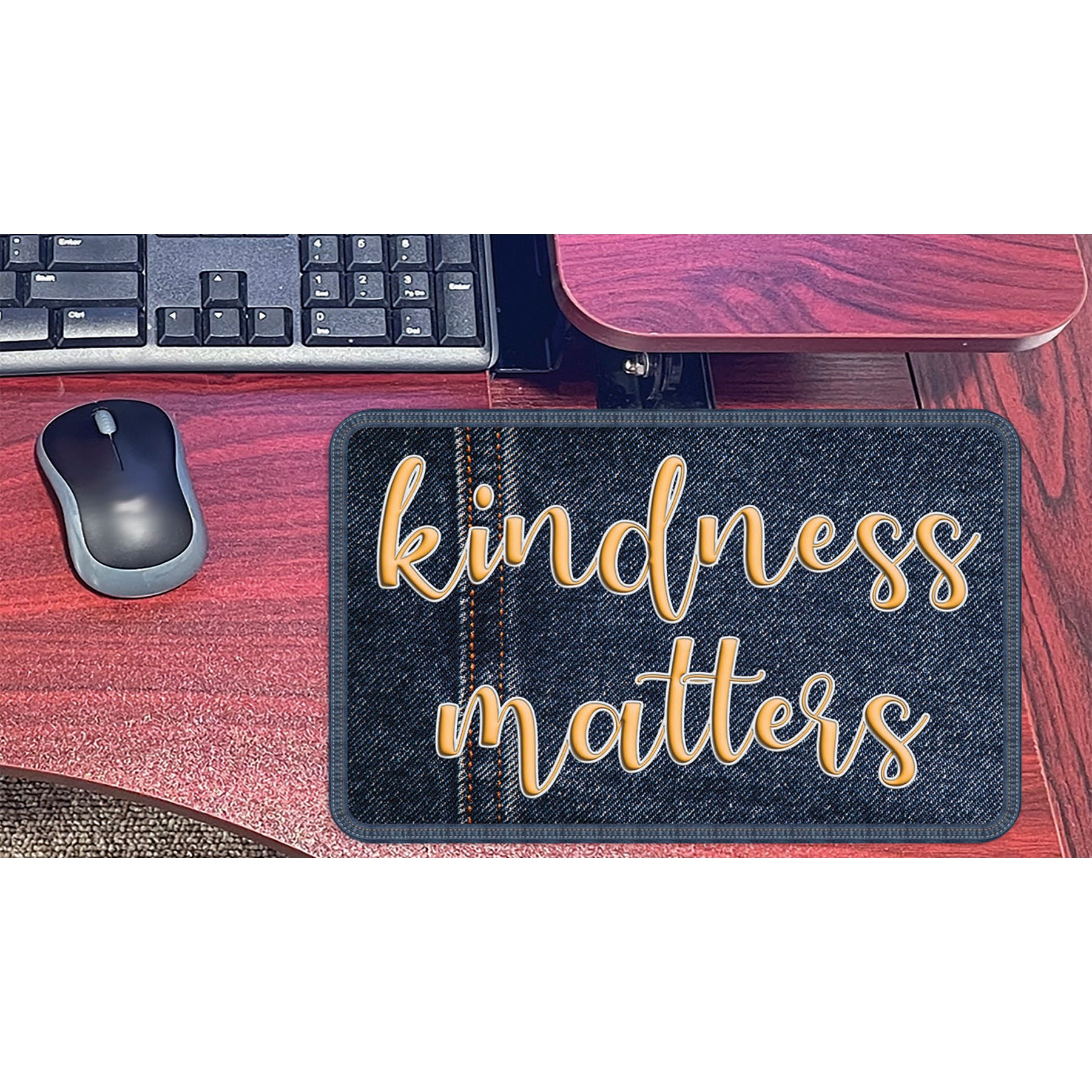 The Original Fun Mat® Computer Mouse Pad, 11.75x8 in, Kindness Matters, Denim