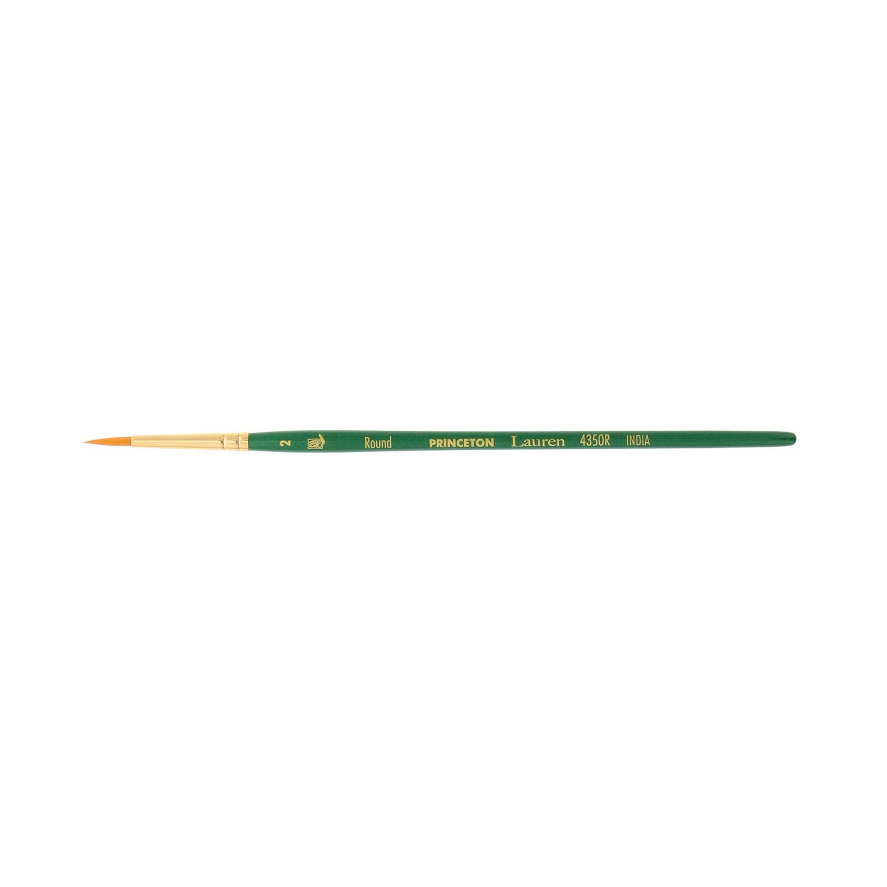Lauren Round Brush, Synthetic Bristles, Short Handle Watercolor Paintbrush, Evergreen, Size 2, 1 Count