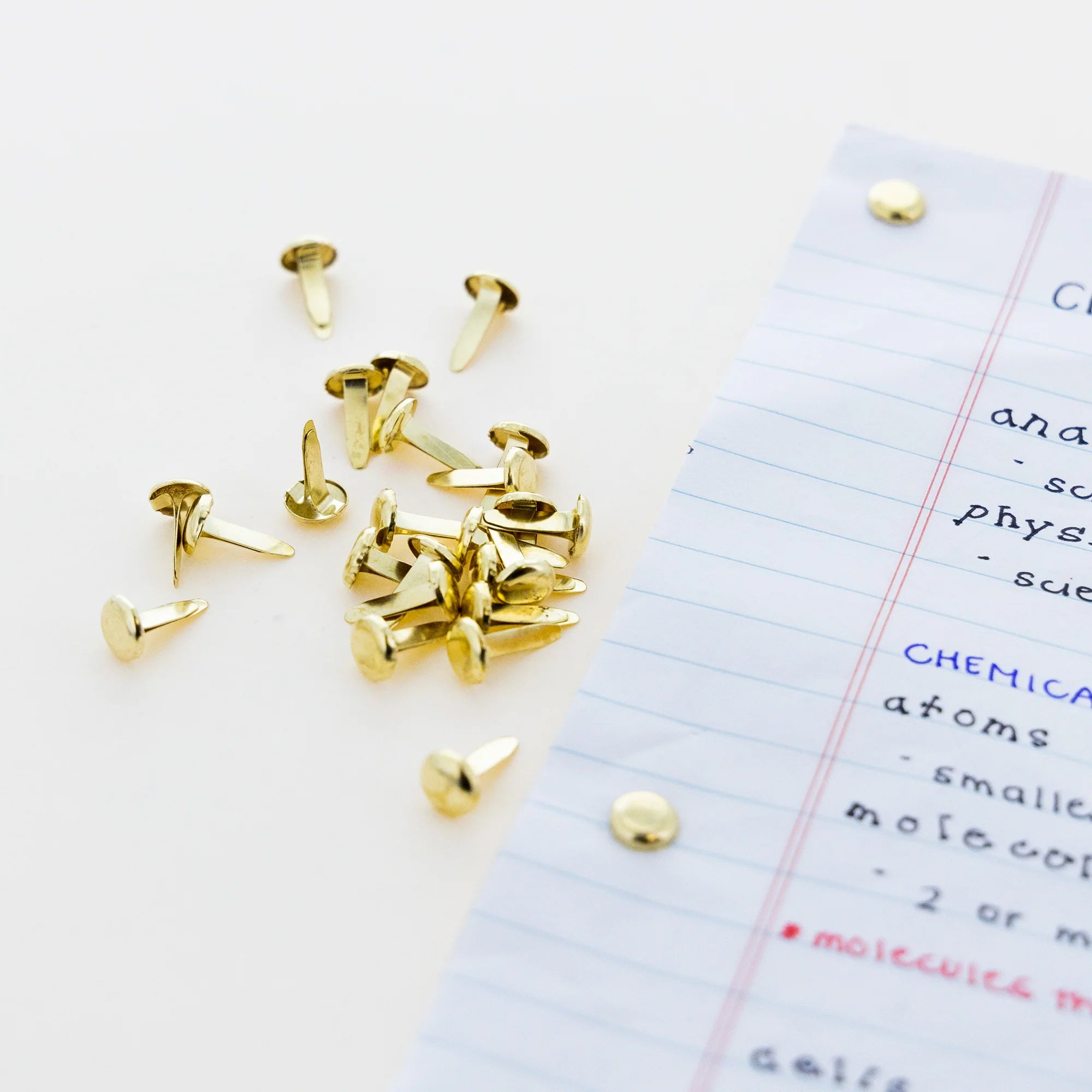 Brass-Plated Fasteners, 1/2", Pack of 100