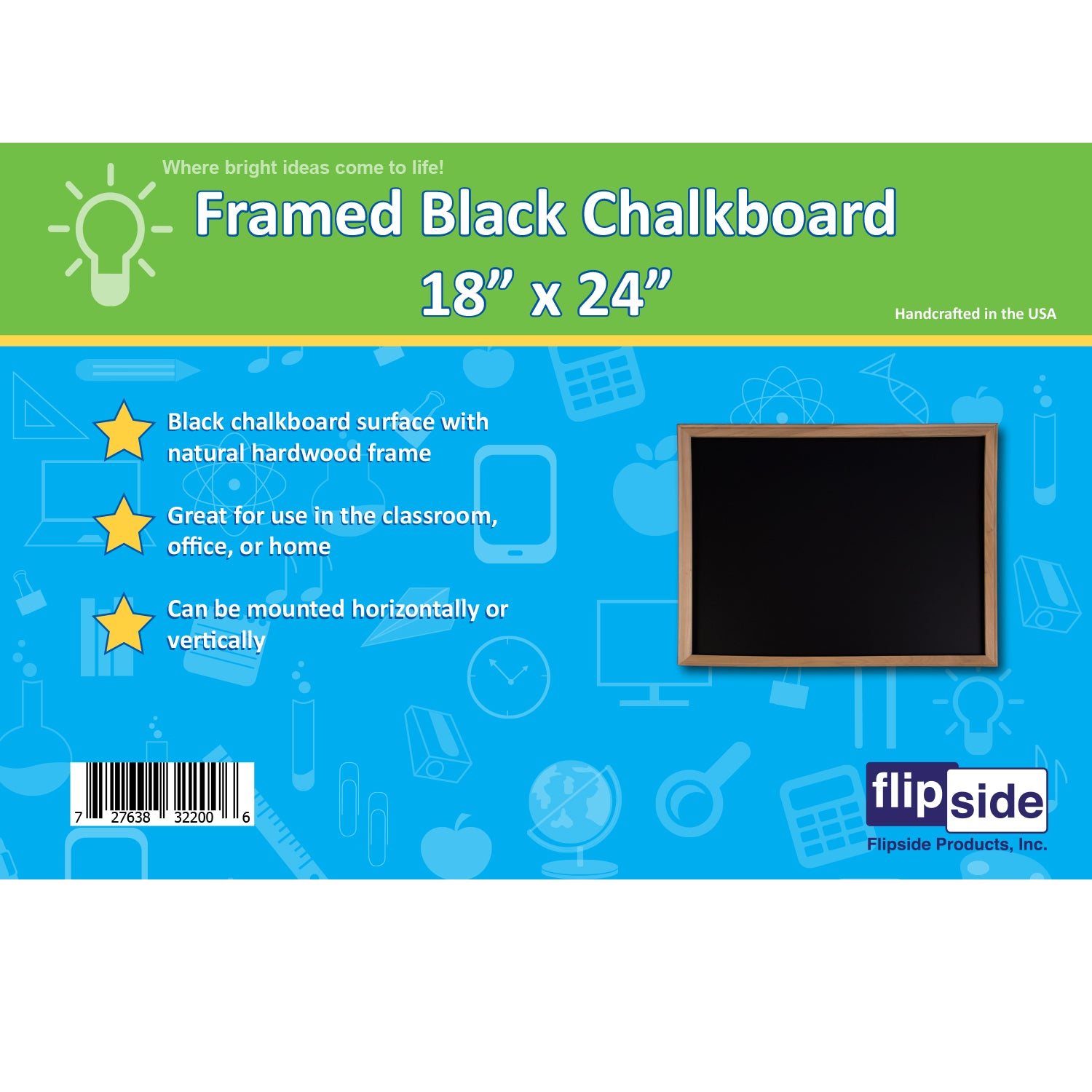 Wood Framed Chalk Board, 18" x 24"
