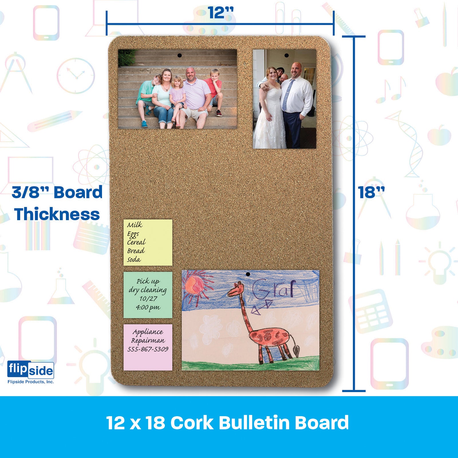 Cork Bulletin Board, 12" x 18"