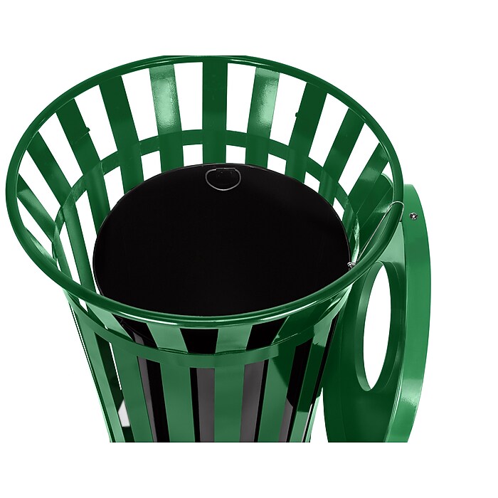 Alpine Industries Outdoor Metal Waste Receptacle - 38 Gallon Green