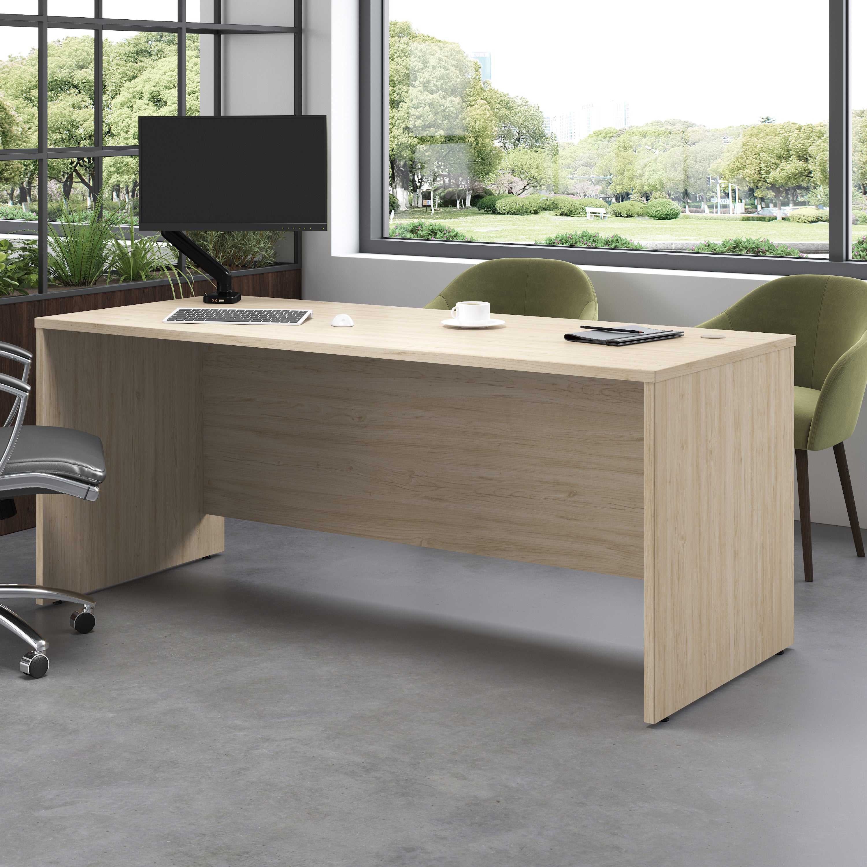 Bush Business Furniture Studio C 72W x 30D Office Desk in Natural Elm - 71.02" Width x 29.37" Depth x 29.84" Height