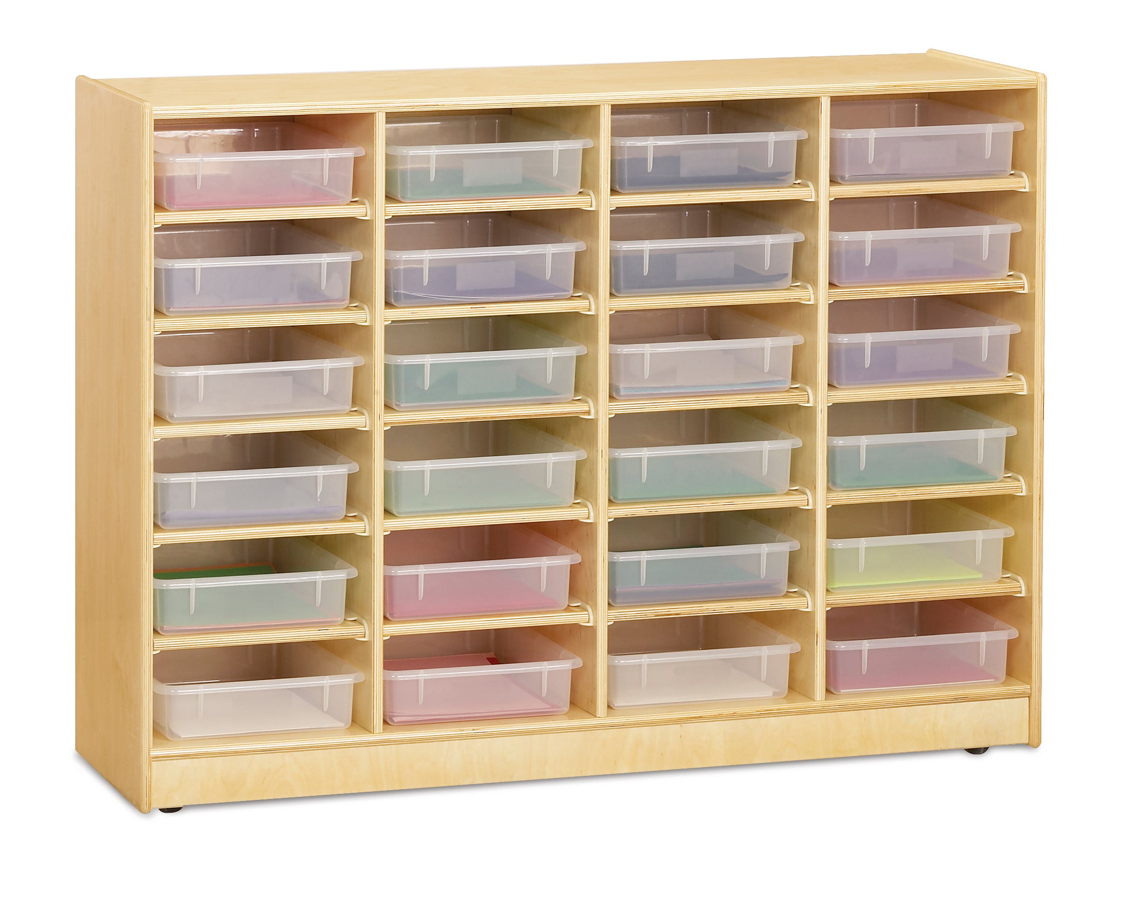 Jonti-Craft® 24 Paper-Tray Mobile Storage - with Clear Paper-Trays - Plywood Back