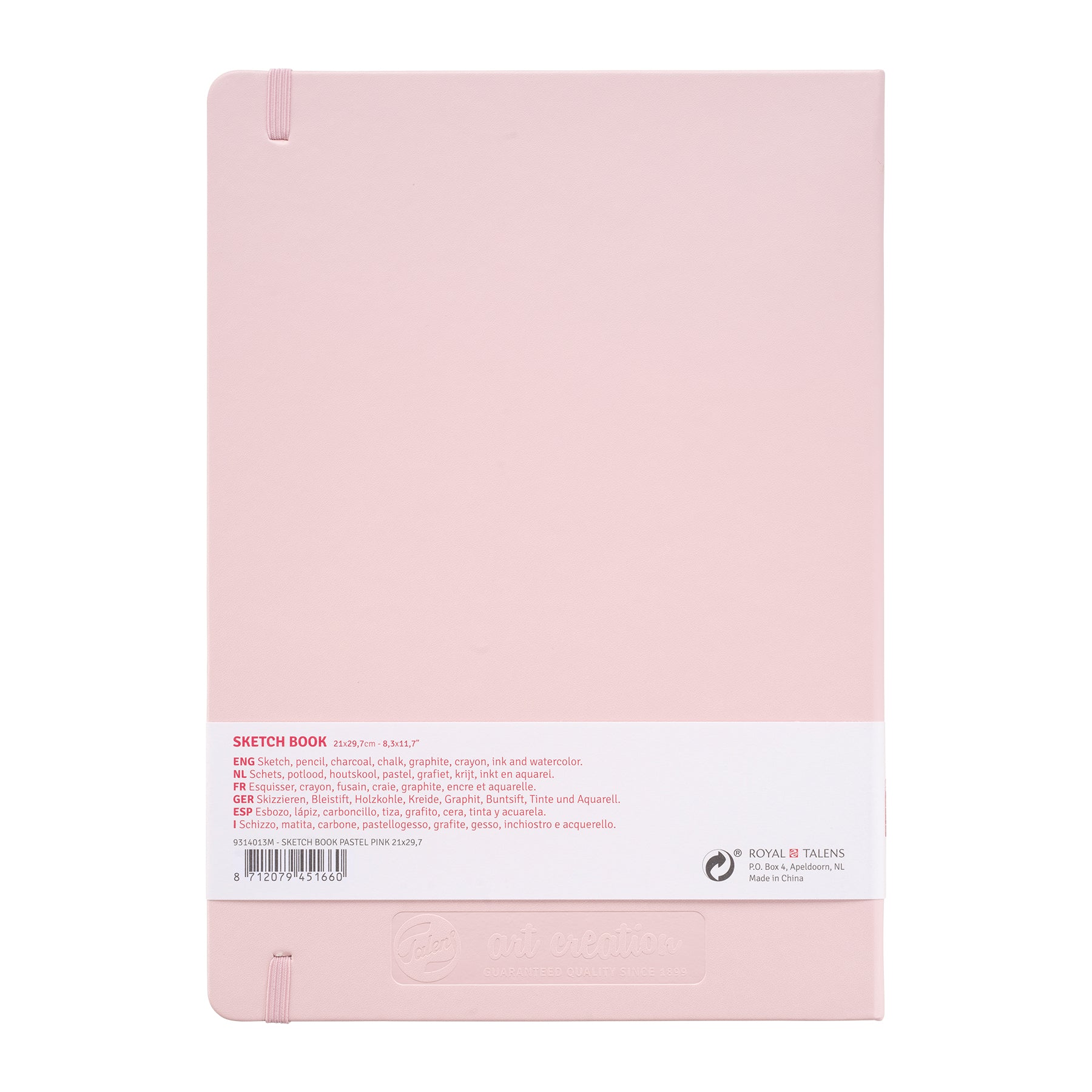 Sketchbook, 80 Sheets, 90lbs, Pastel Pink Cover, 8.3" x 11.7" (A4)