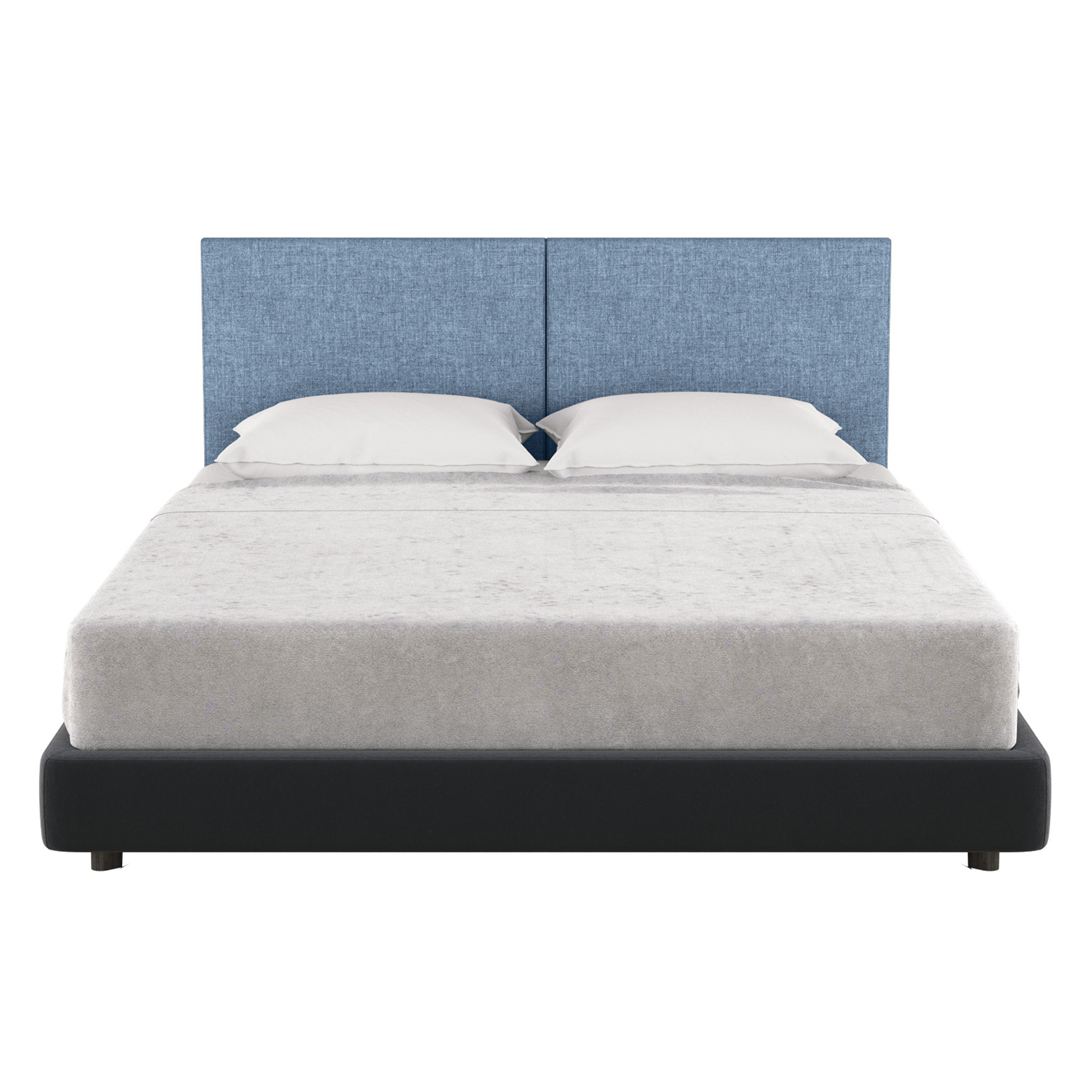 Jaxx Panelist Modern Padded Headboard- Set of 2 Wall Mounted Panels (Each 22.5" x 30")- Queen Double Tall, Microvelvet Petrol Blue