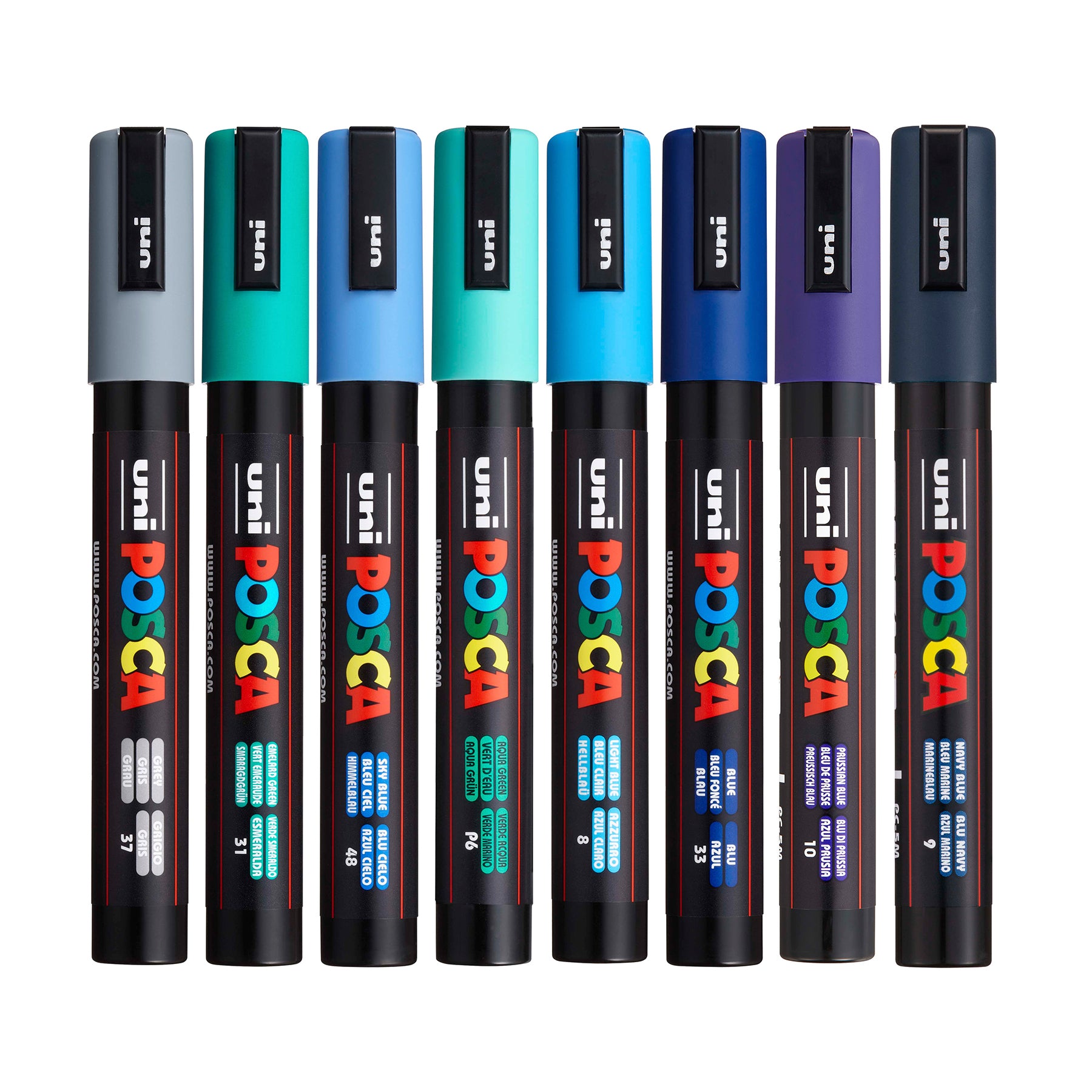 uni® POSCA PC-5M Water-Based Paint Markers, Reversible Medium Tip (1.8-2.5mm), Cool Tone, 8 Pack