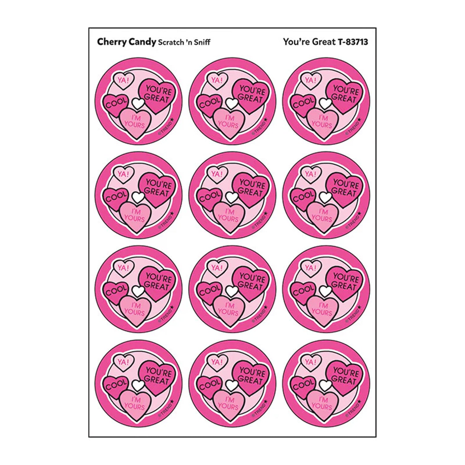 You're Great/ Cherry Candy Scent Stickers, 24 Per Pack, 6 Packs