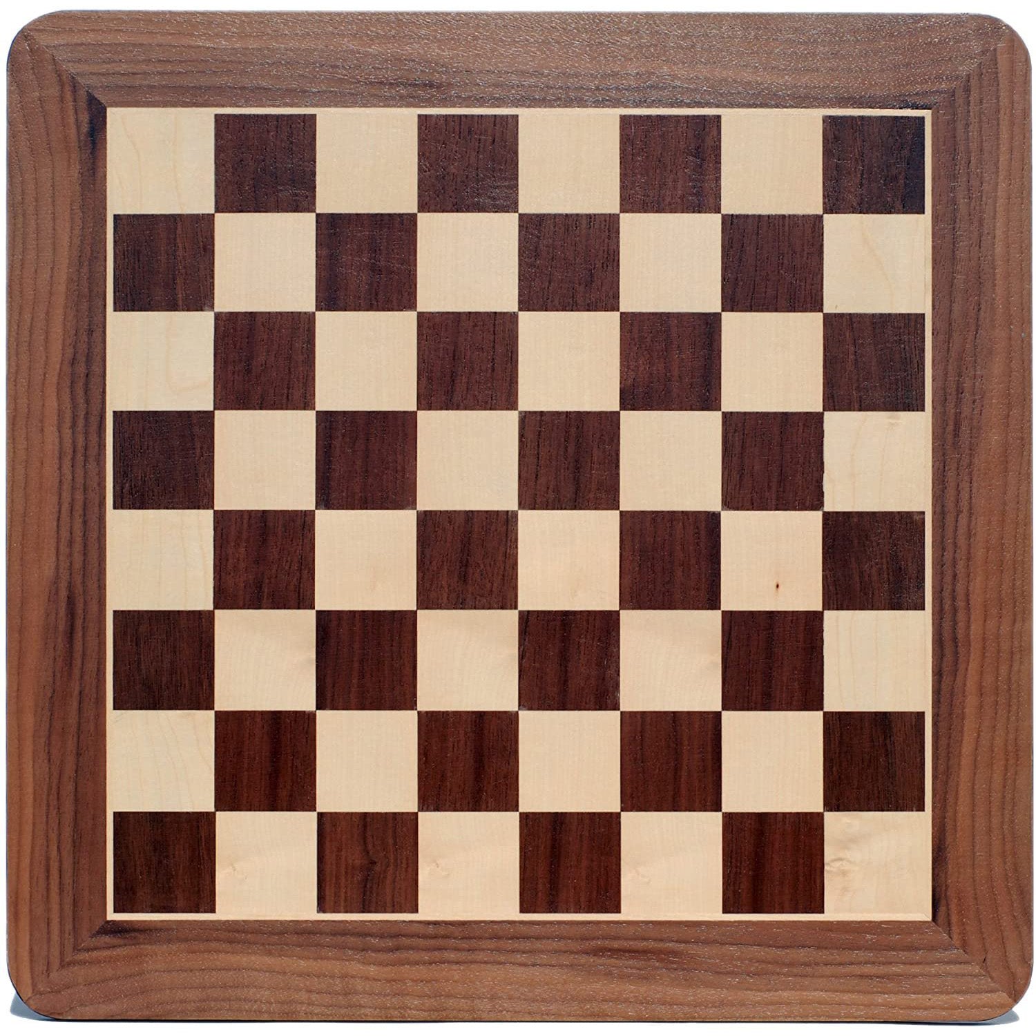 Deluxe Chess Board - Walnut Wood with Rounded Corners 19 in.