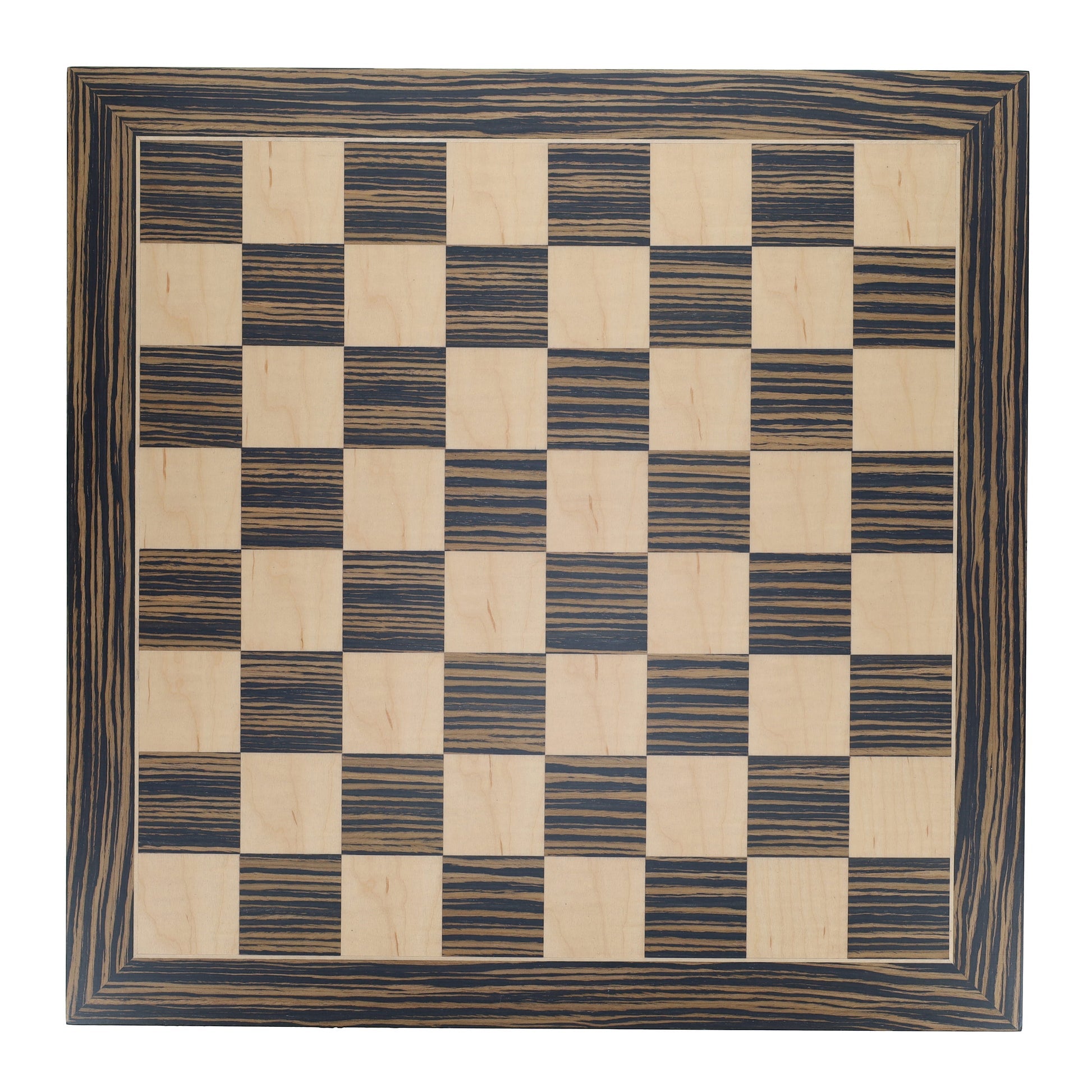 Deluxe Chess Board, Zebra & Natural Wood 19 in