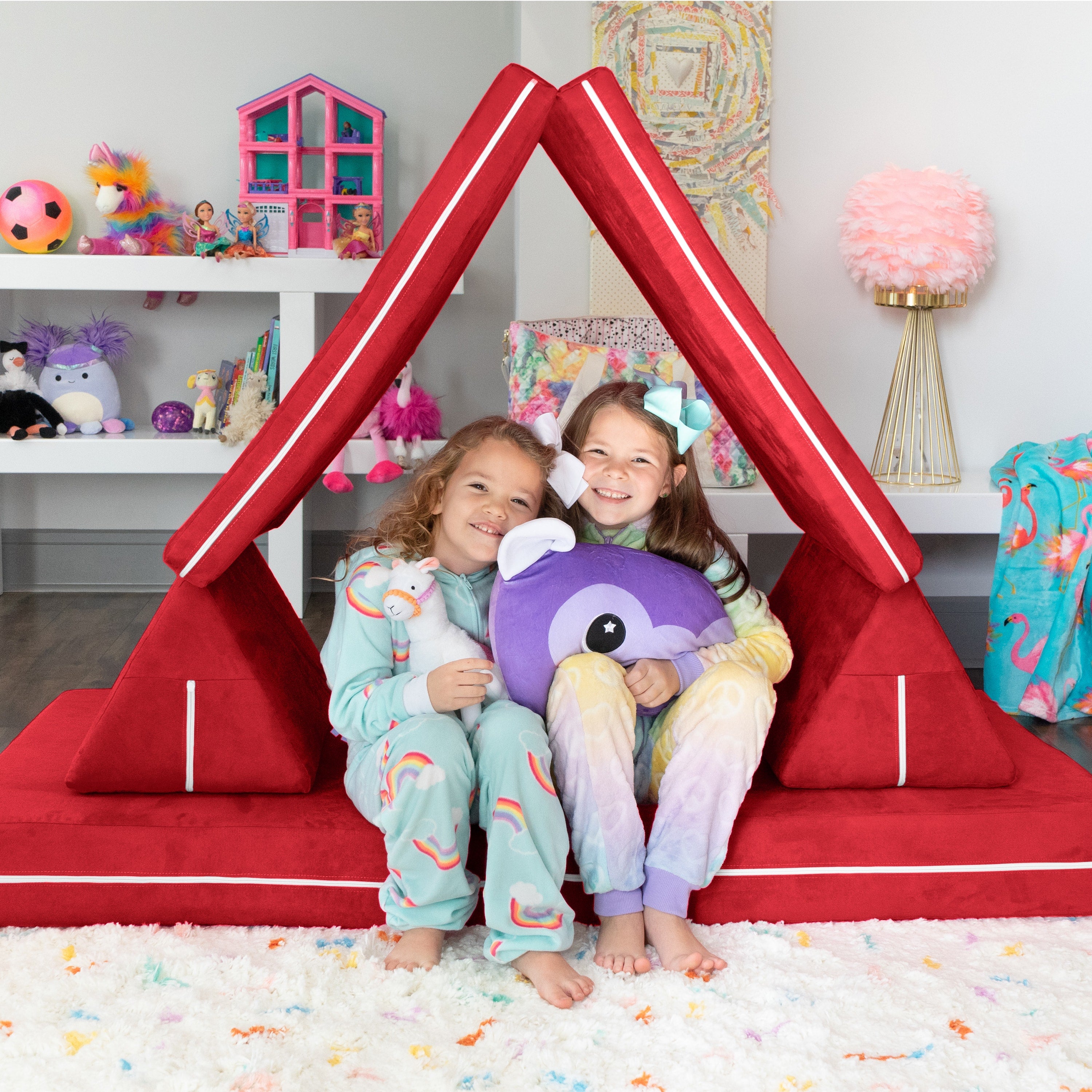 Jaxx Zipline Playscape Imaginative Furniture Playset for Creative Kids, Original Set, Cherry