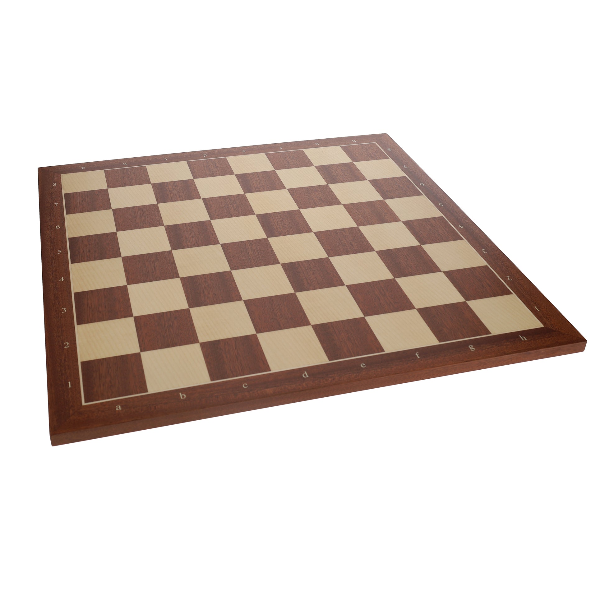 Mahogany Stained Wooden Chess Board, Algebraic Notation,19.75 in.