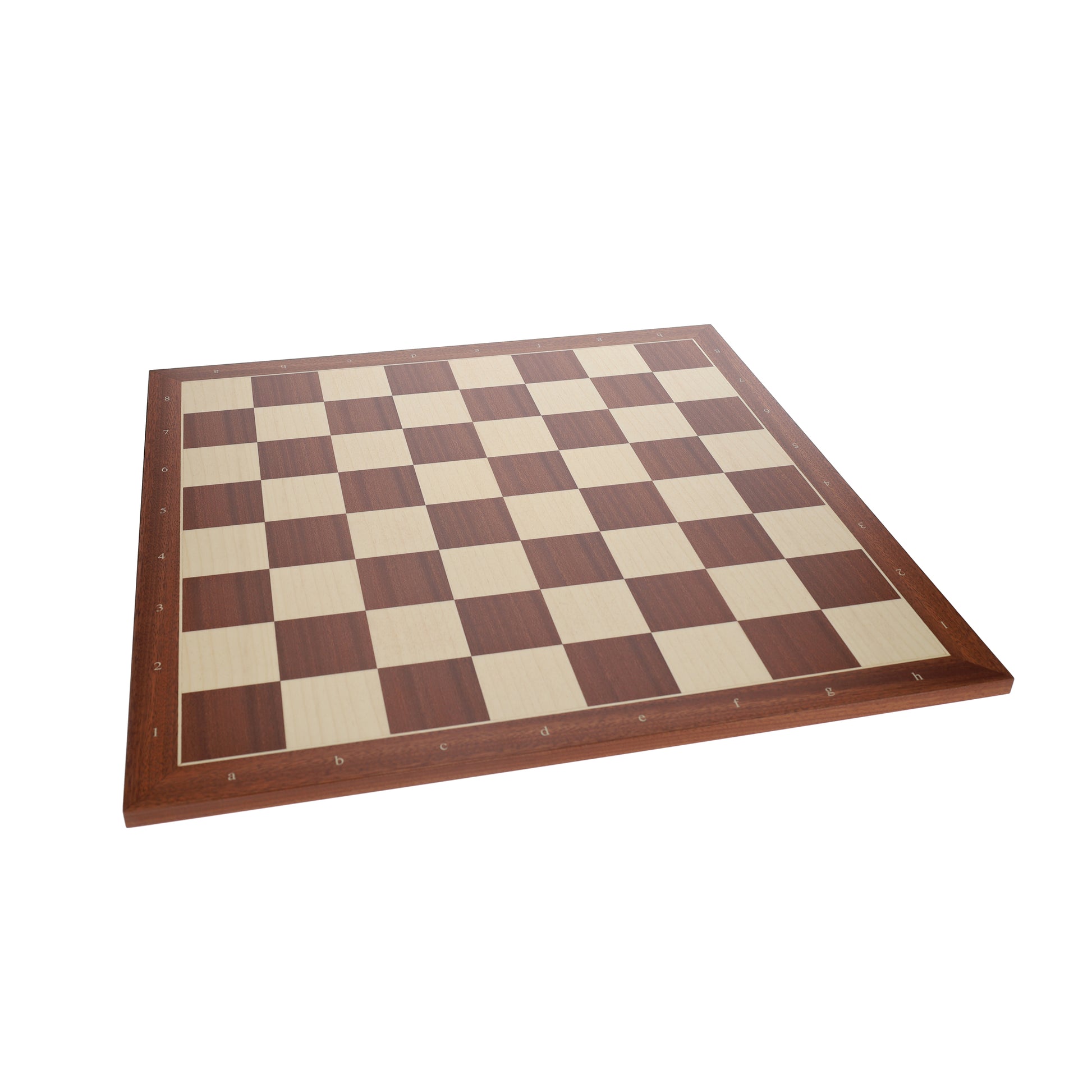 Mahogany Stained Wooden Chess Board, Algebraic Notation, 21.25 in.