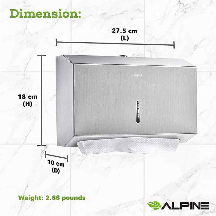 Stainless Steel Brushed C-Fold/Multi-Fold Paper Towel Dispenser 2 Pack