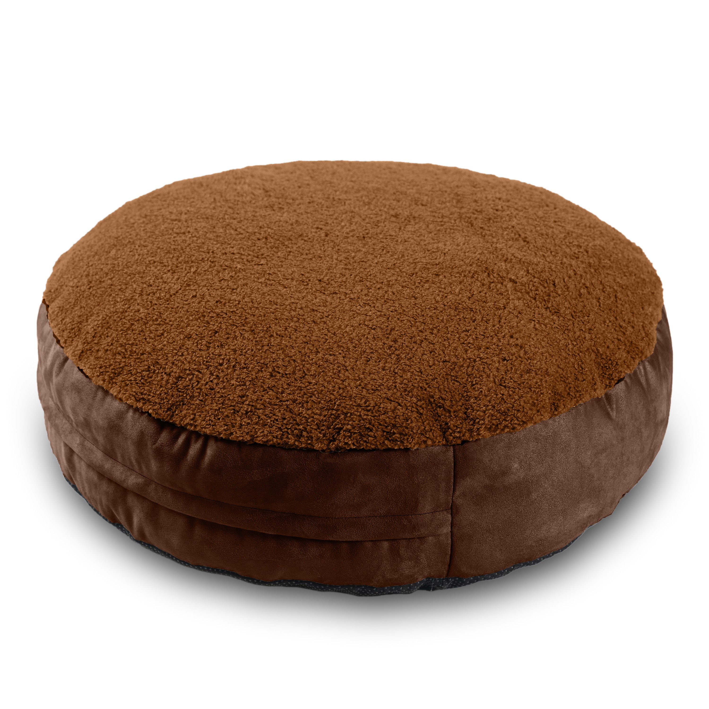 Jaxx Robbi Dog Bed Bean Bag – Round Bed with Machine Washable Cover and No-Slip Base - Supportive Memory Foam for Senior Dogs & Joint Pain Relief - Ultimate Comfort & Luxury - Small, Caramel/Chocolate