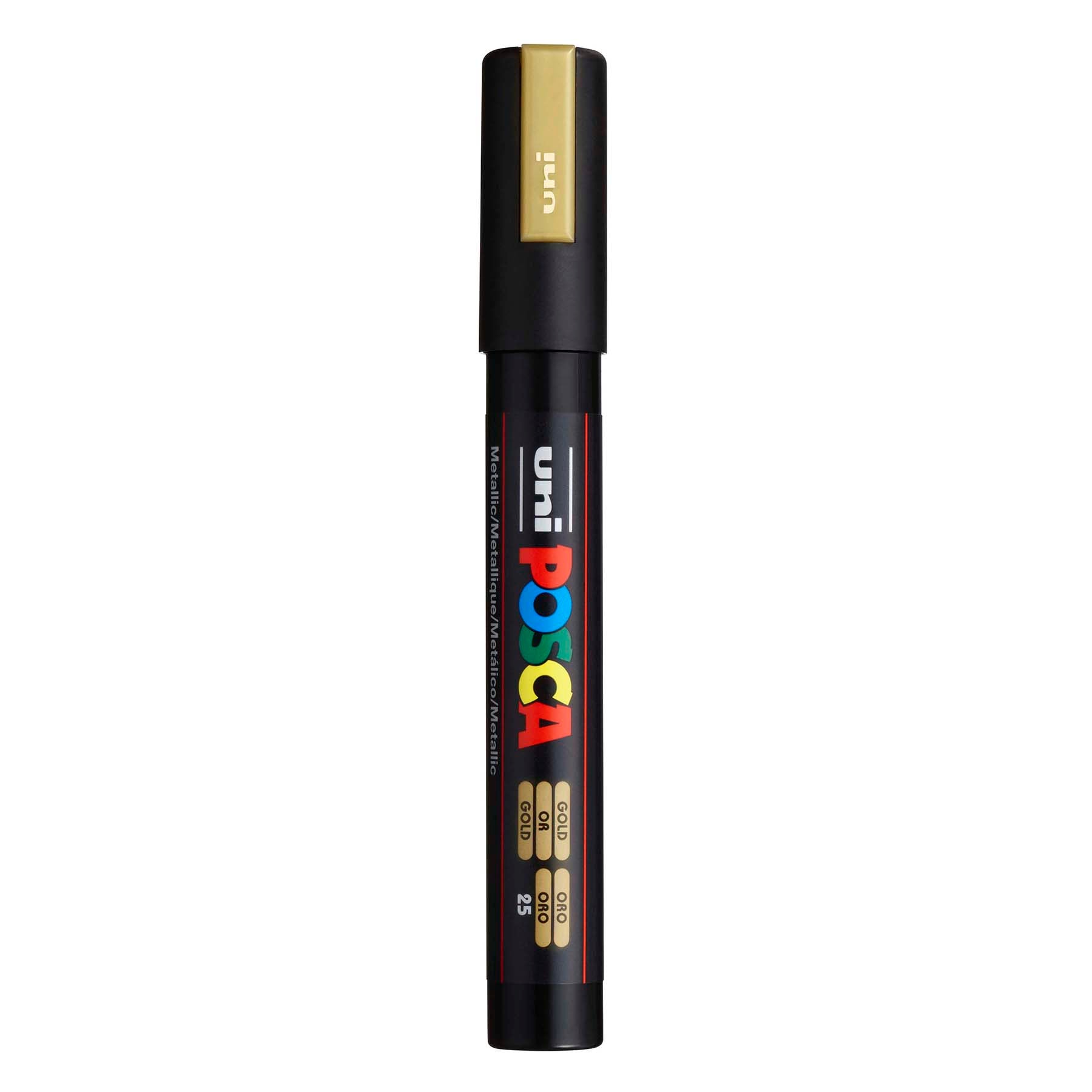 uni® POSCA PC-5M Water-Based Paint Markers, Reversible Medium Tip (1.8-2.5mm), Gold