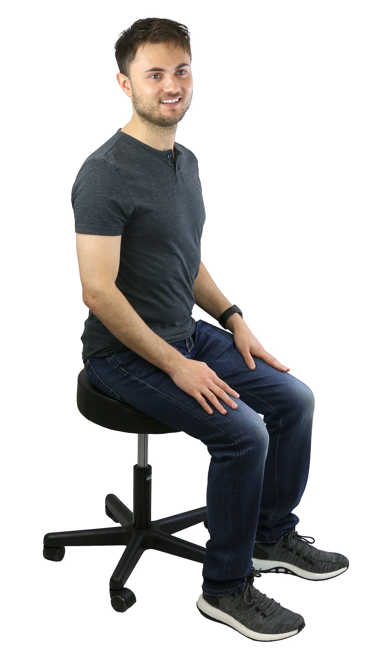 CanDo Pneumatic Stool without Back, Black