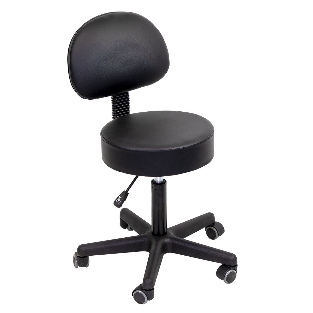 CanDo Pneumatic Stool with Back, Black