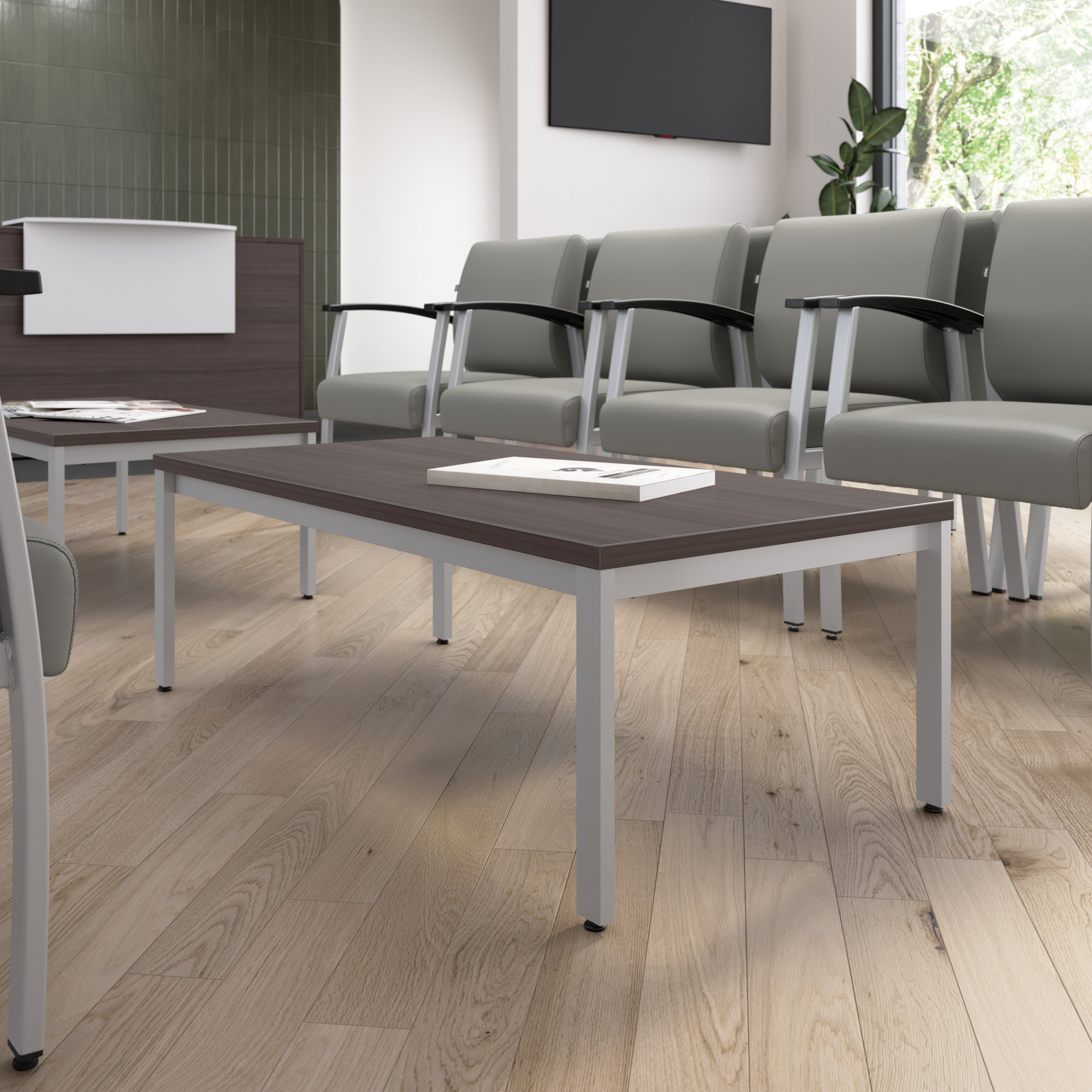 Bush Business Furniture Arrive Waiting Room Coffee Table in Storm Gray - 47.6" Width x 23.35" Depth x 15.85" Height
