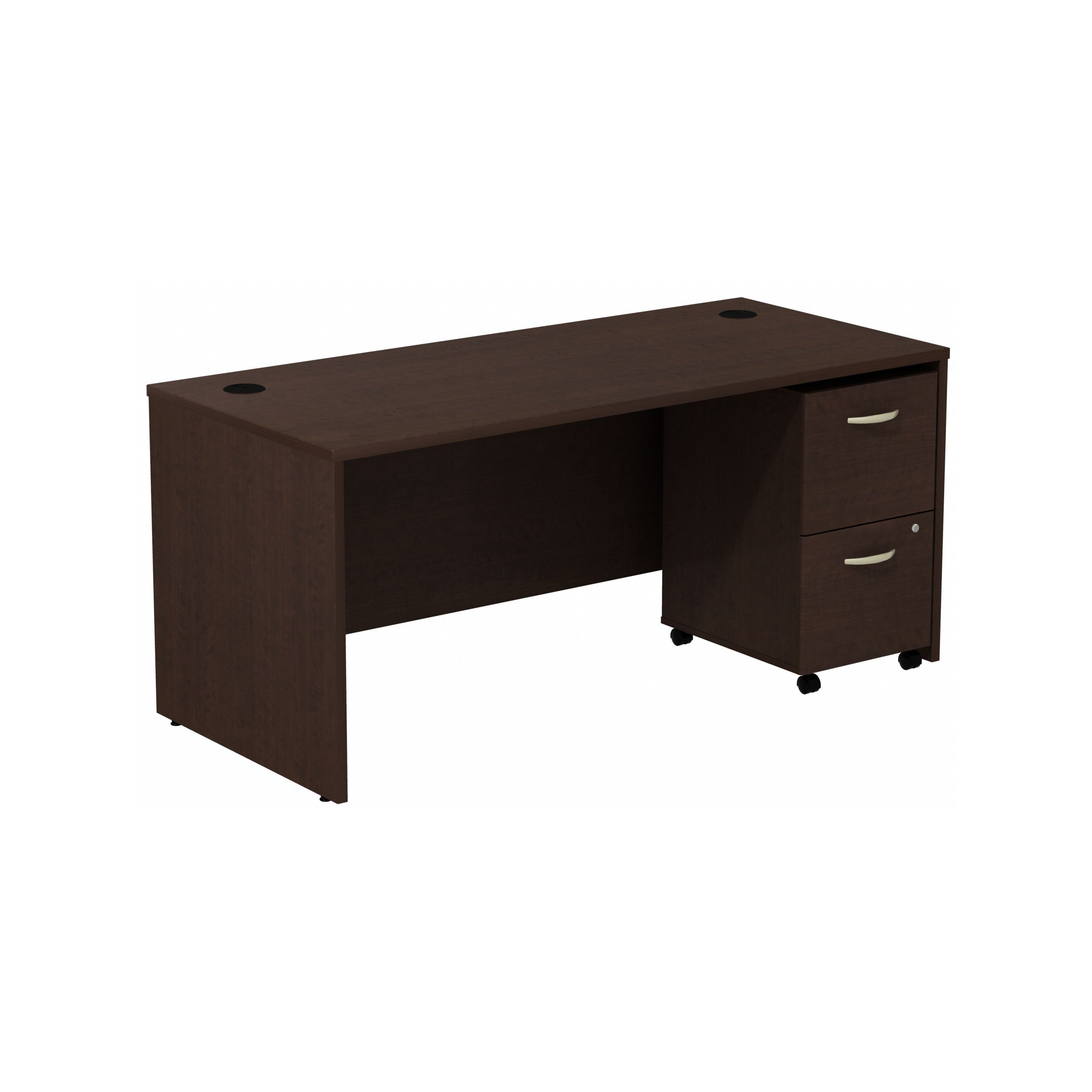 Bush Business Furniture Series C 66W Shell Desk with 2-Drawer Mobile Pedestal - 65.98" Width x 29.37" Depth x 29.8" Height