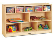 Jonti-Craft® Low Combo Mobile Storage Unit - with Clear Bins - Plywood Back