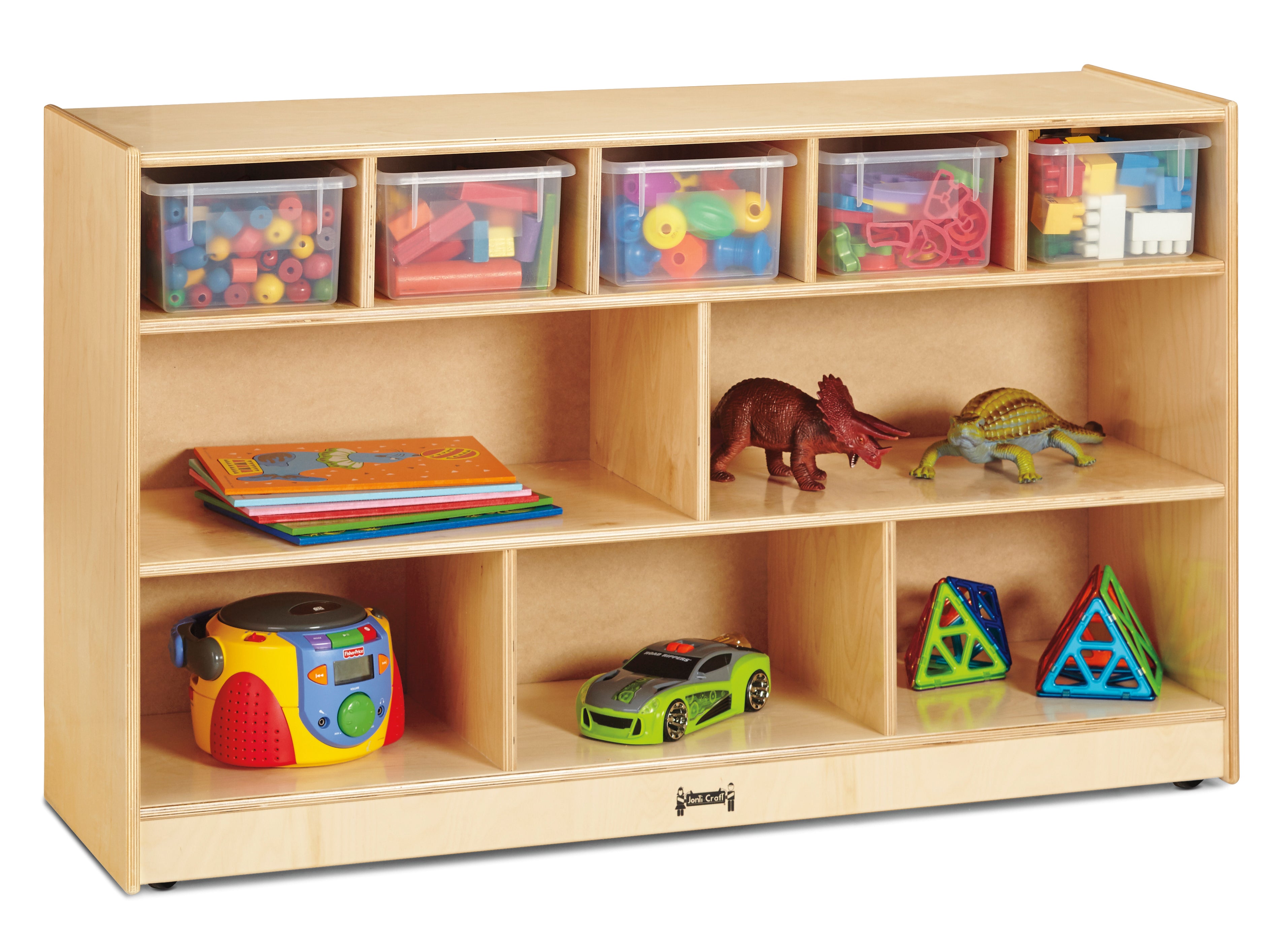Jonti-Craft® Low Combo Mobile Storage Unit - with Colored Bins