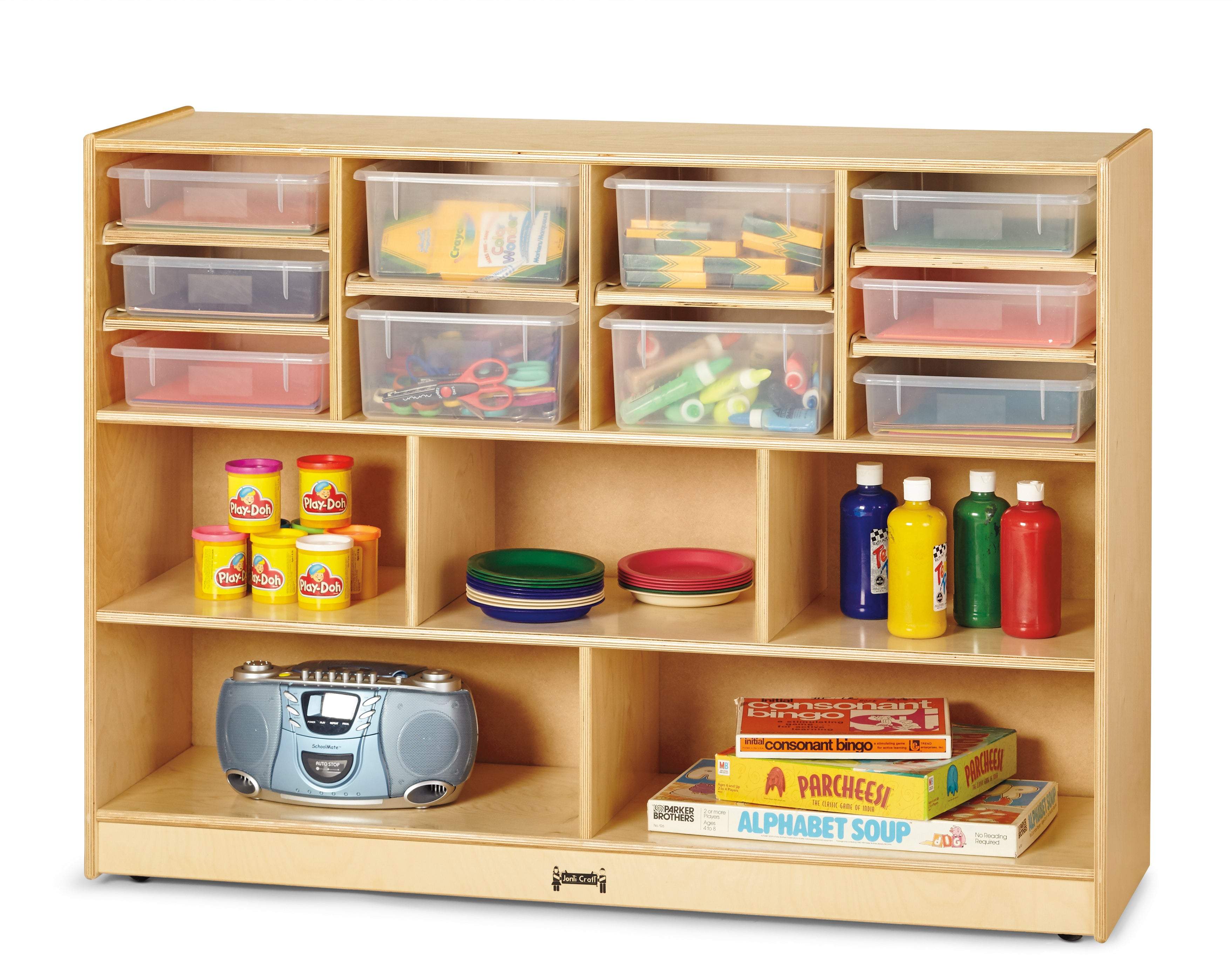 Jonti-Craft® Super-Sized Combo Mobile Storage Unit - with Clear Bins
