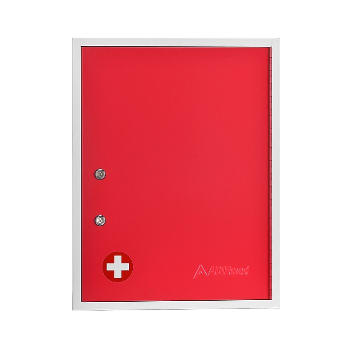 21 in. H x 16 in. W x 6 in. D Large Dual Lock Surface-Mount Medical Security Cabinet in Red