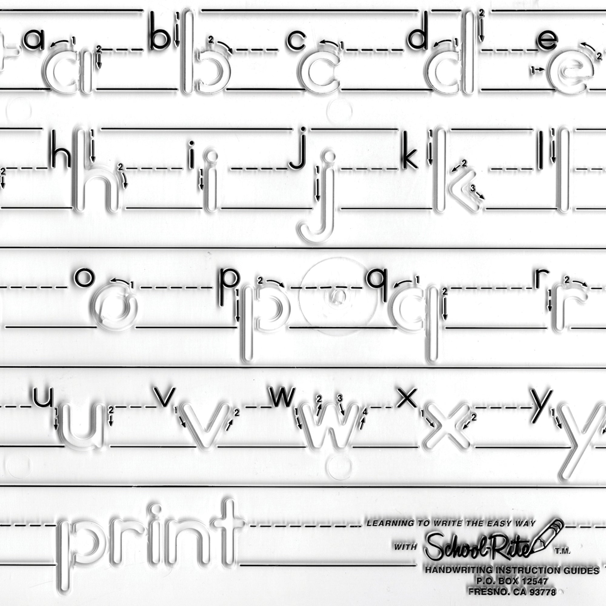 Handwriting Instruction Guide Template, Lowercase Manuscript