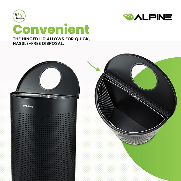 12 Gallon Black Perforated Metal Half Round Decorative Waste Receptacle