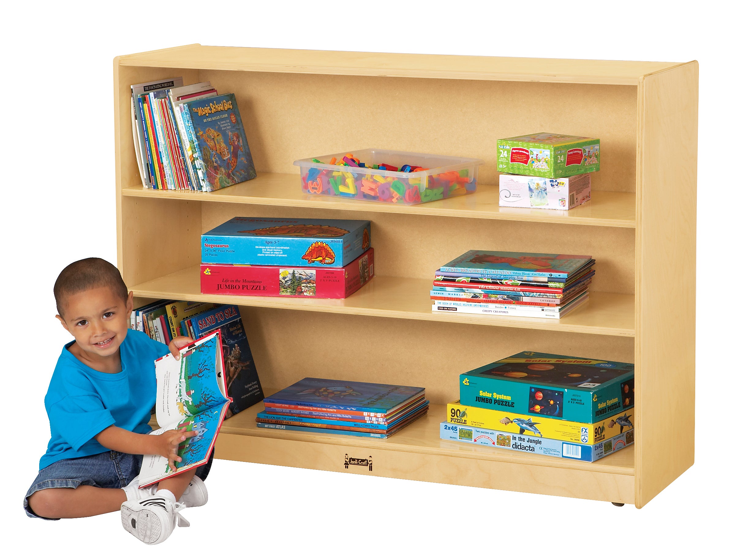 Jonti-Craft® Super-Sized Adjustable Mobile Straight-Shelf - Magnetic Write-n-Wipe Back