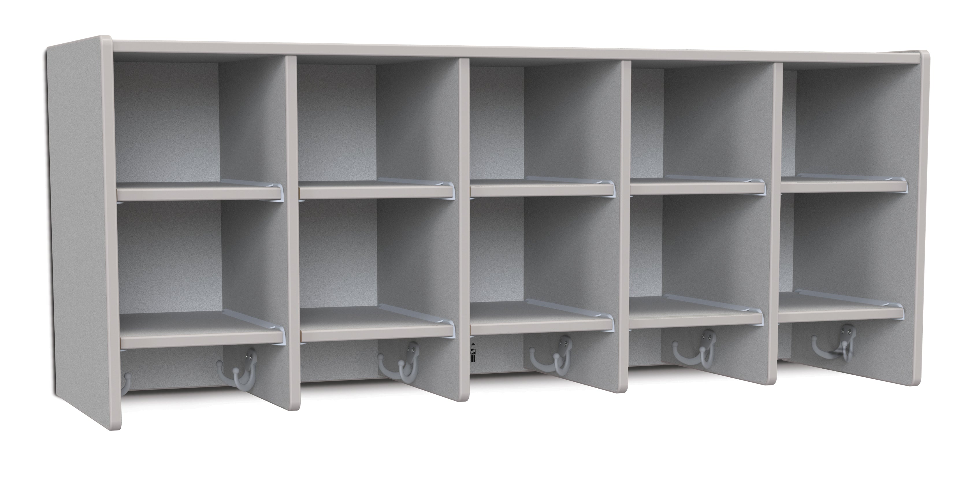 Rainbow Accents® 10 Section Wall Mount Coat Locker - with Trays  - Gray