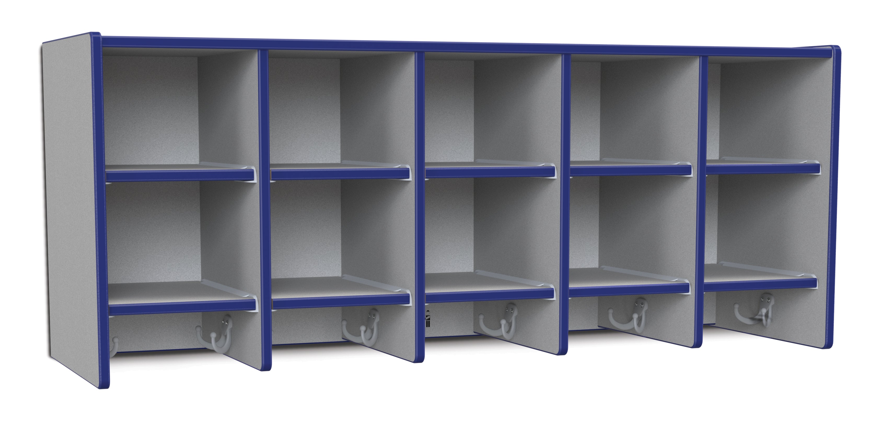 Rainbow Accents® 10 Section Wall Mount Coat Locker - with Trays - Blue