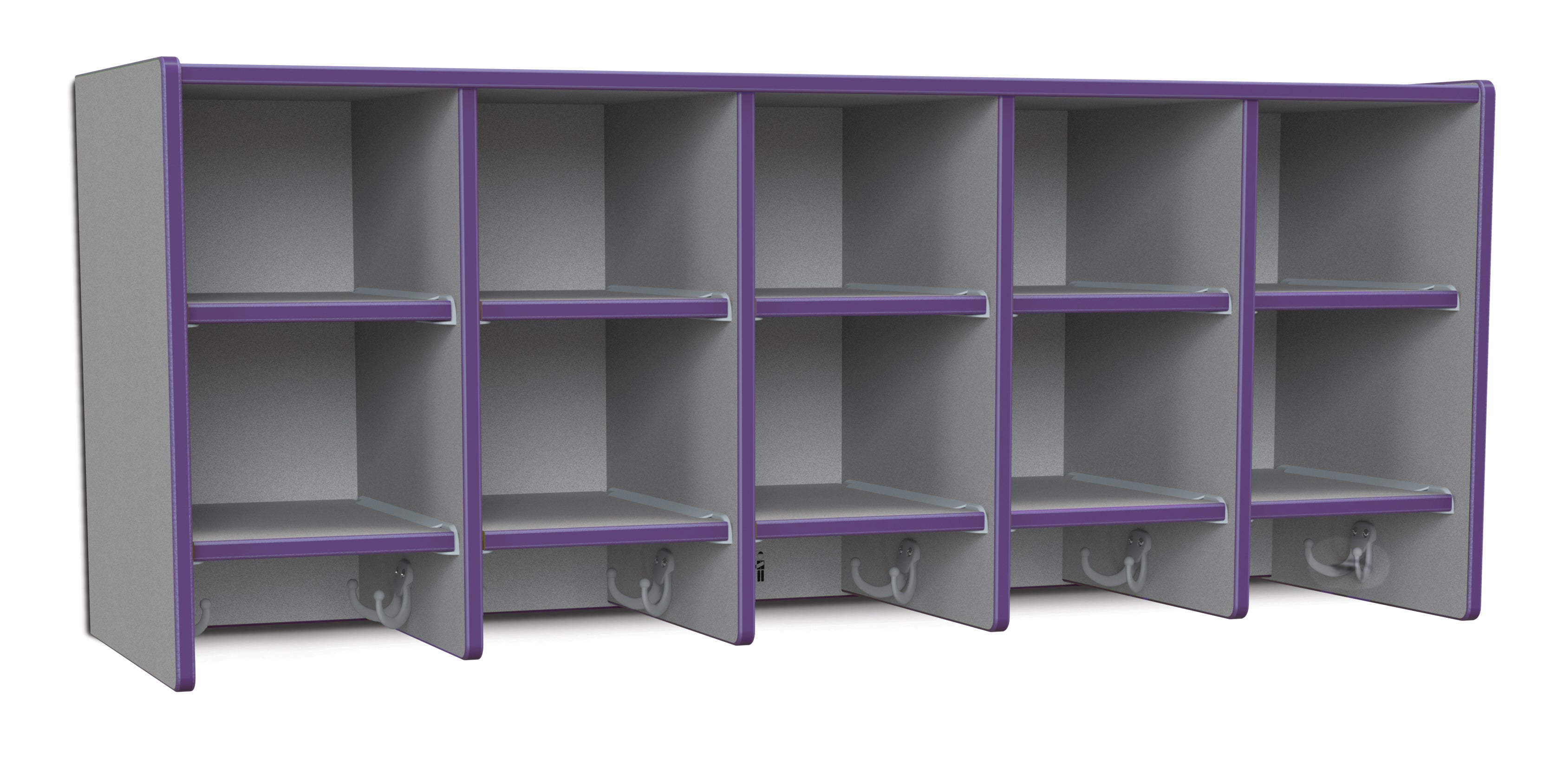 Rainbow Accents® 10 Section Wall Mount Coat Locker - without Trays - Purple