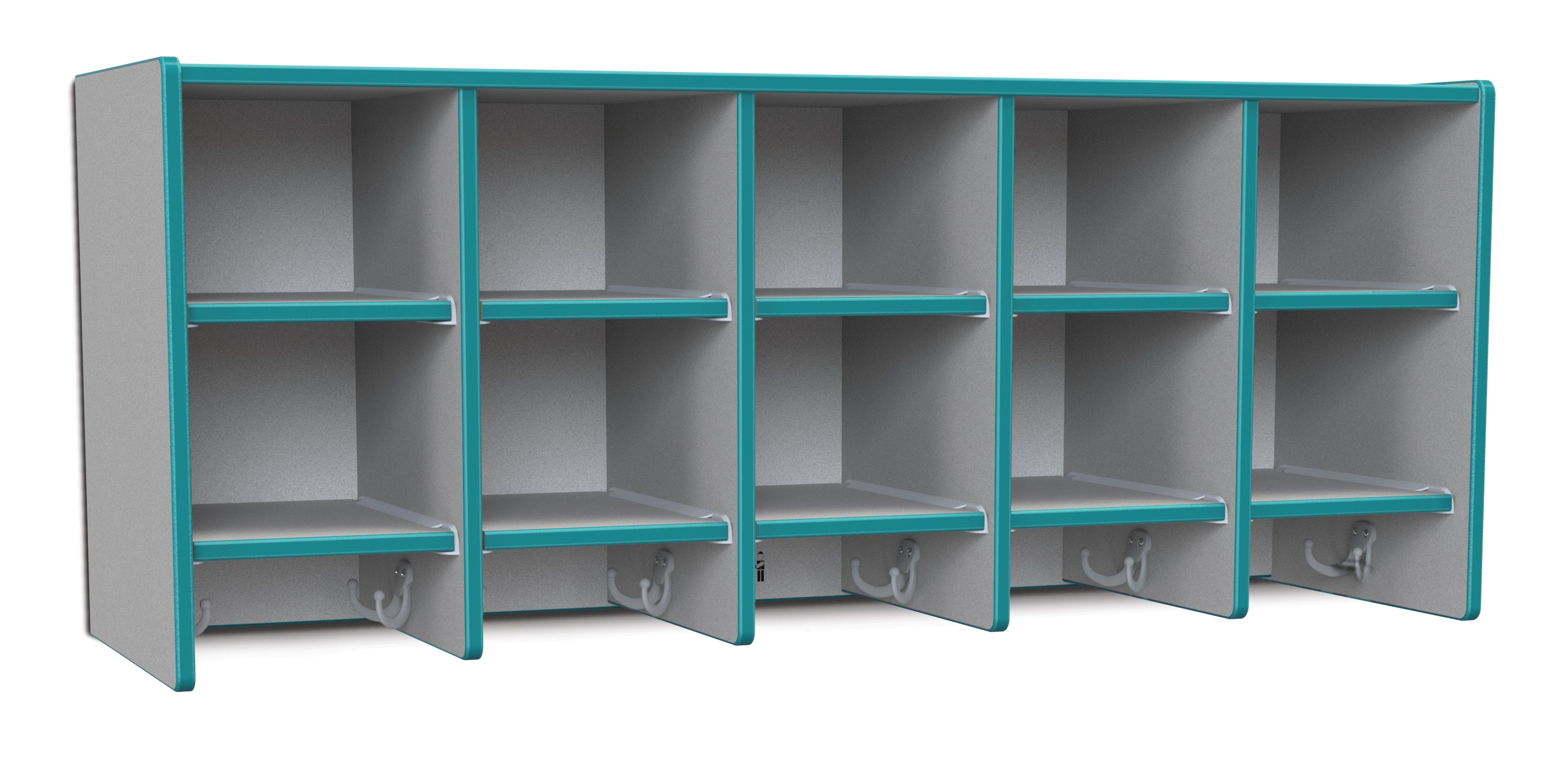 Rainbow Accents® 10 Section Wall Mount Coat Locker - with Trays - Teal
