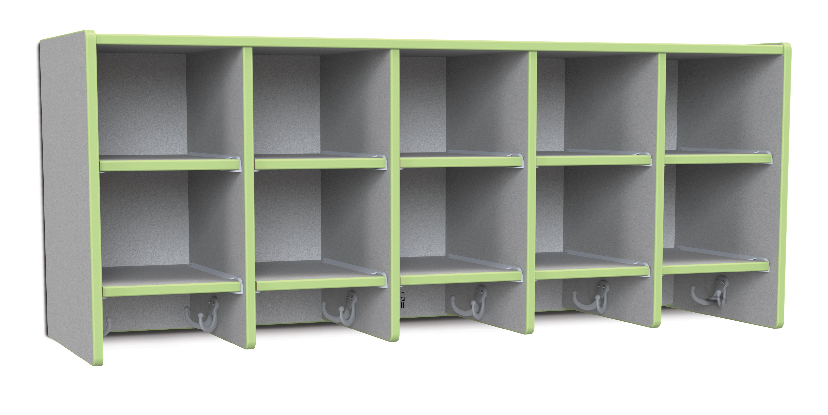 Rainbow Accents® 10 Section Wall Mount Coat Locker - without Trays - Key Lime Green