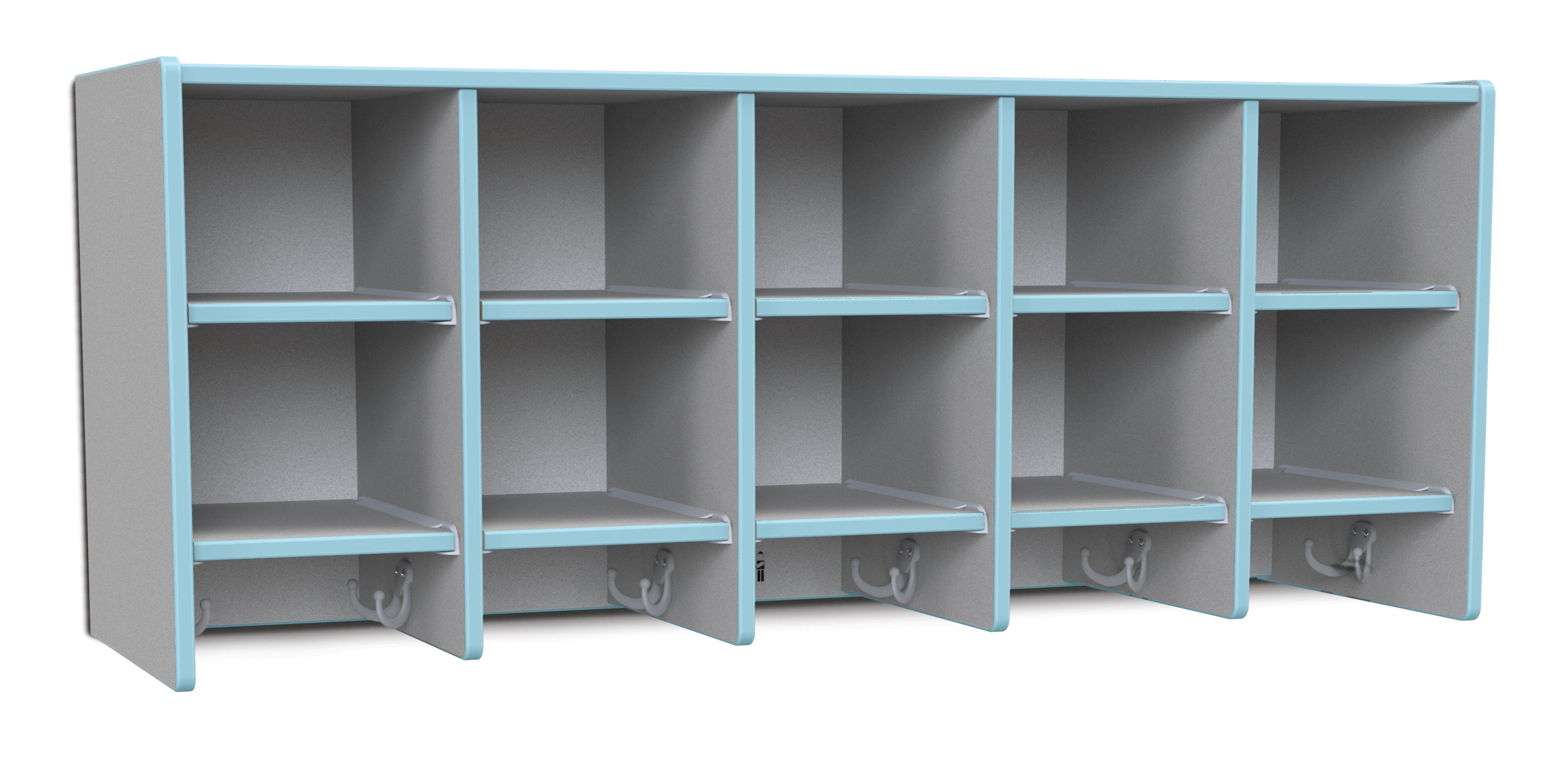 Rainbow Accents® 10 Section Wall Mount Coat Locker - with Trays - Coastal Blue
