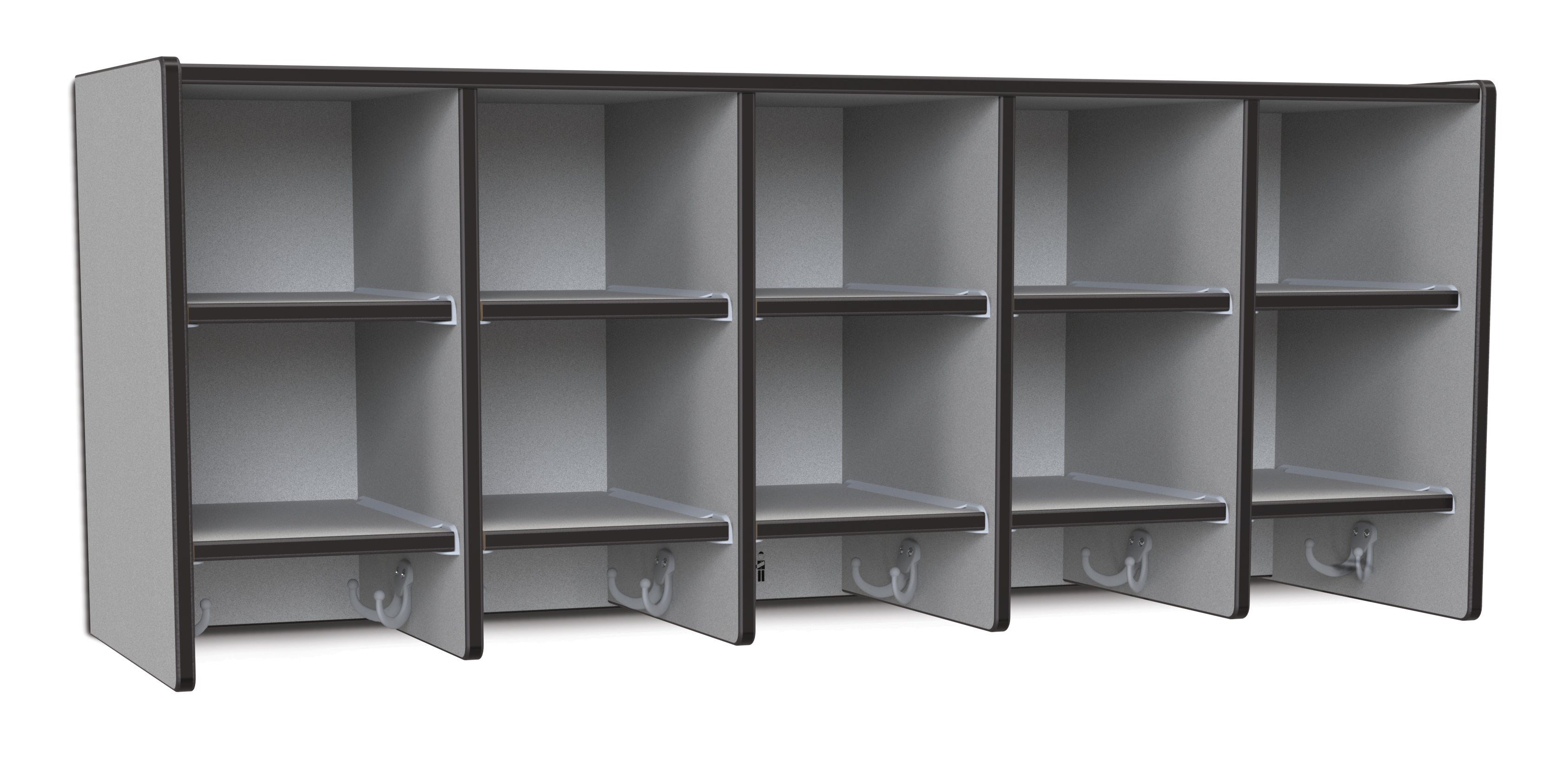 Rainbow Accents® 10 Section Wall Mount Coat Locker - with Trays - Black
