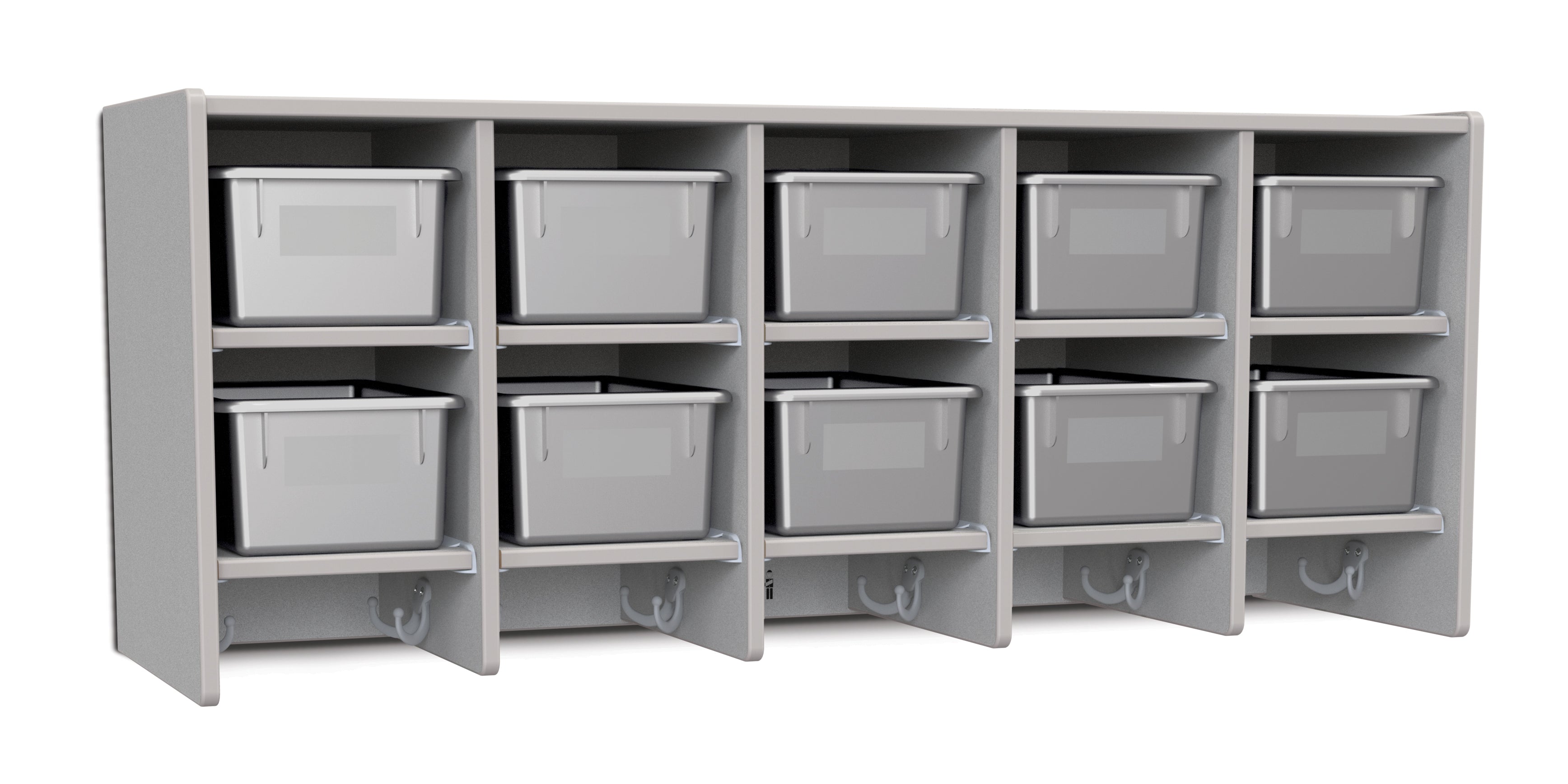 Rainbow Accents® 10 Section Wall Mount Coat Locker - with Trays  - Gray